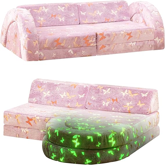 10Pcs Modular Kids Play Couch Glow, Convertible Play Fort