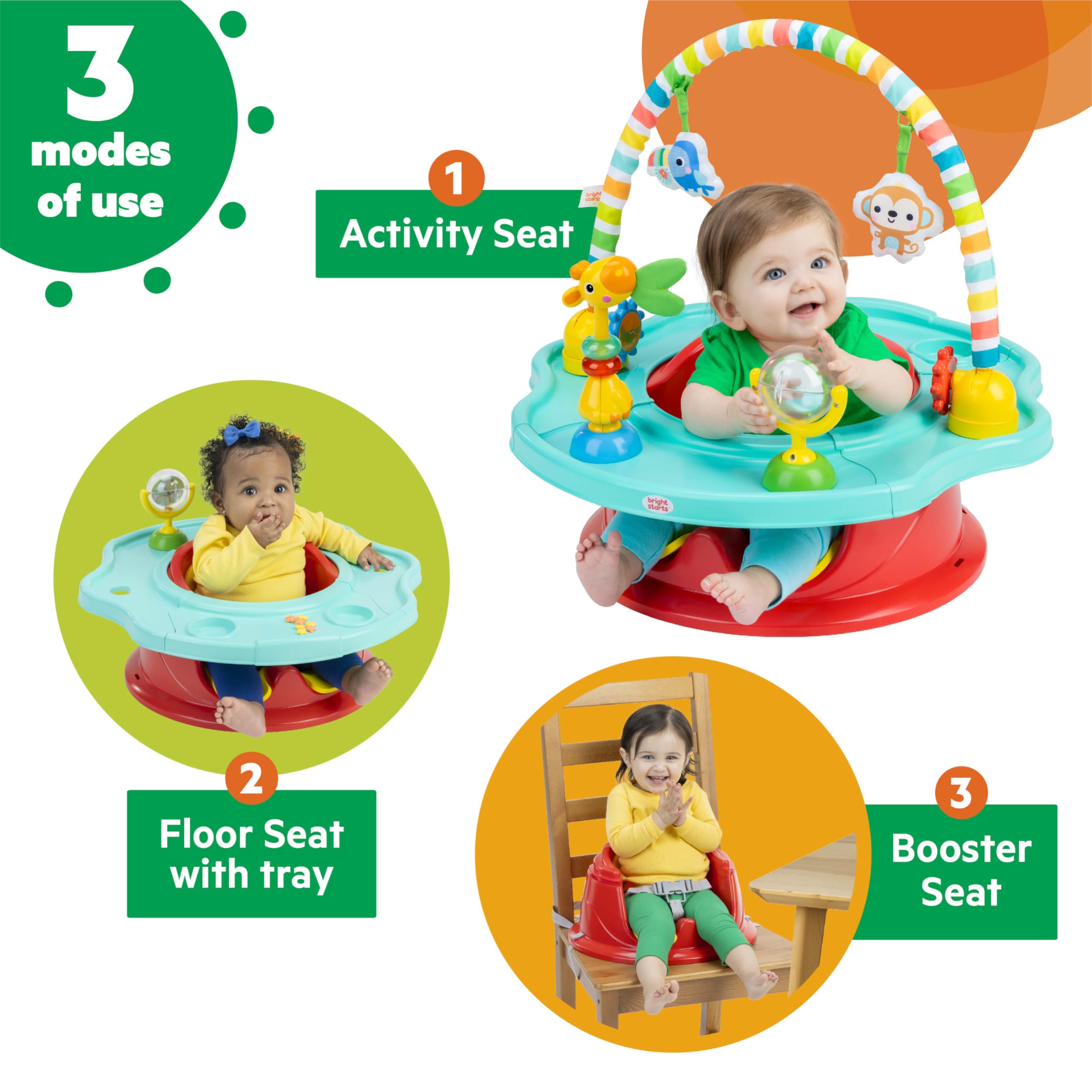 3-in-1 Baby Activity Seat with Toys and Booster