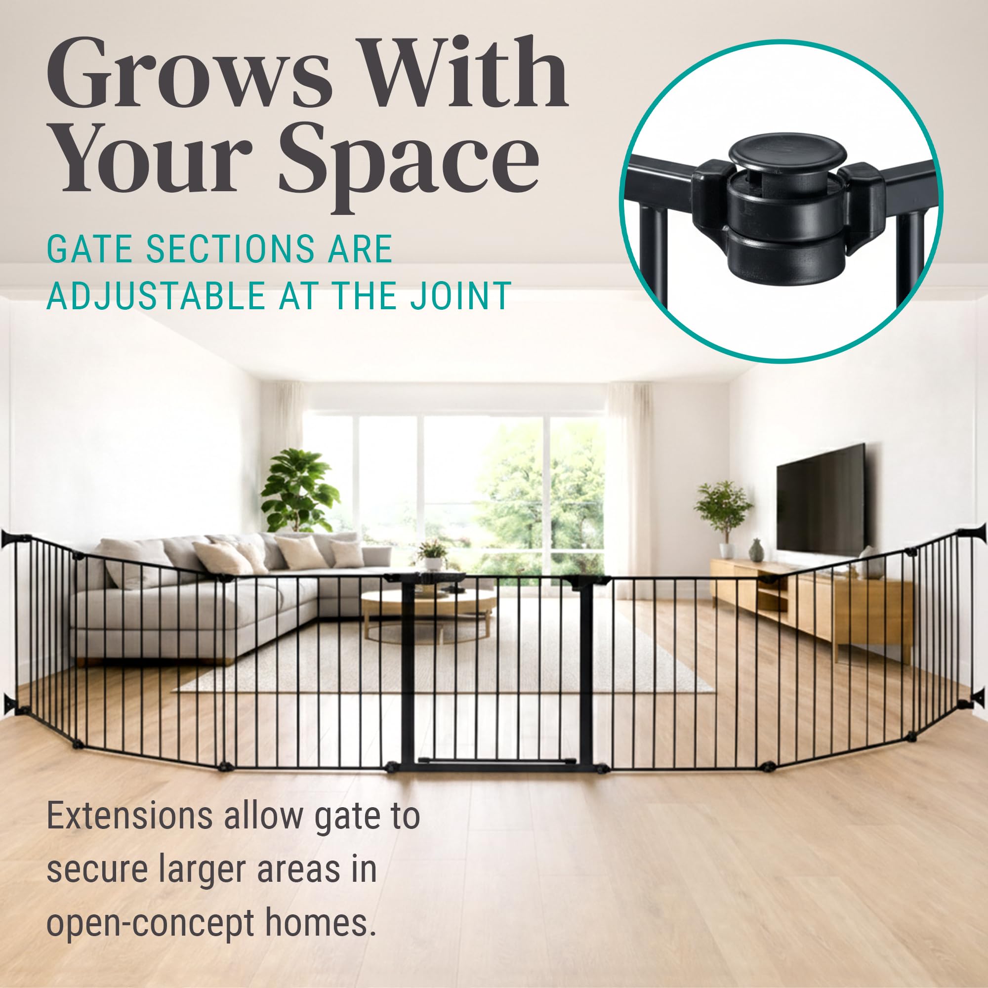 Custom Fit Auto-Closing Fireplace Safety Gate - Adjustable Hearth Enclosure