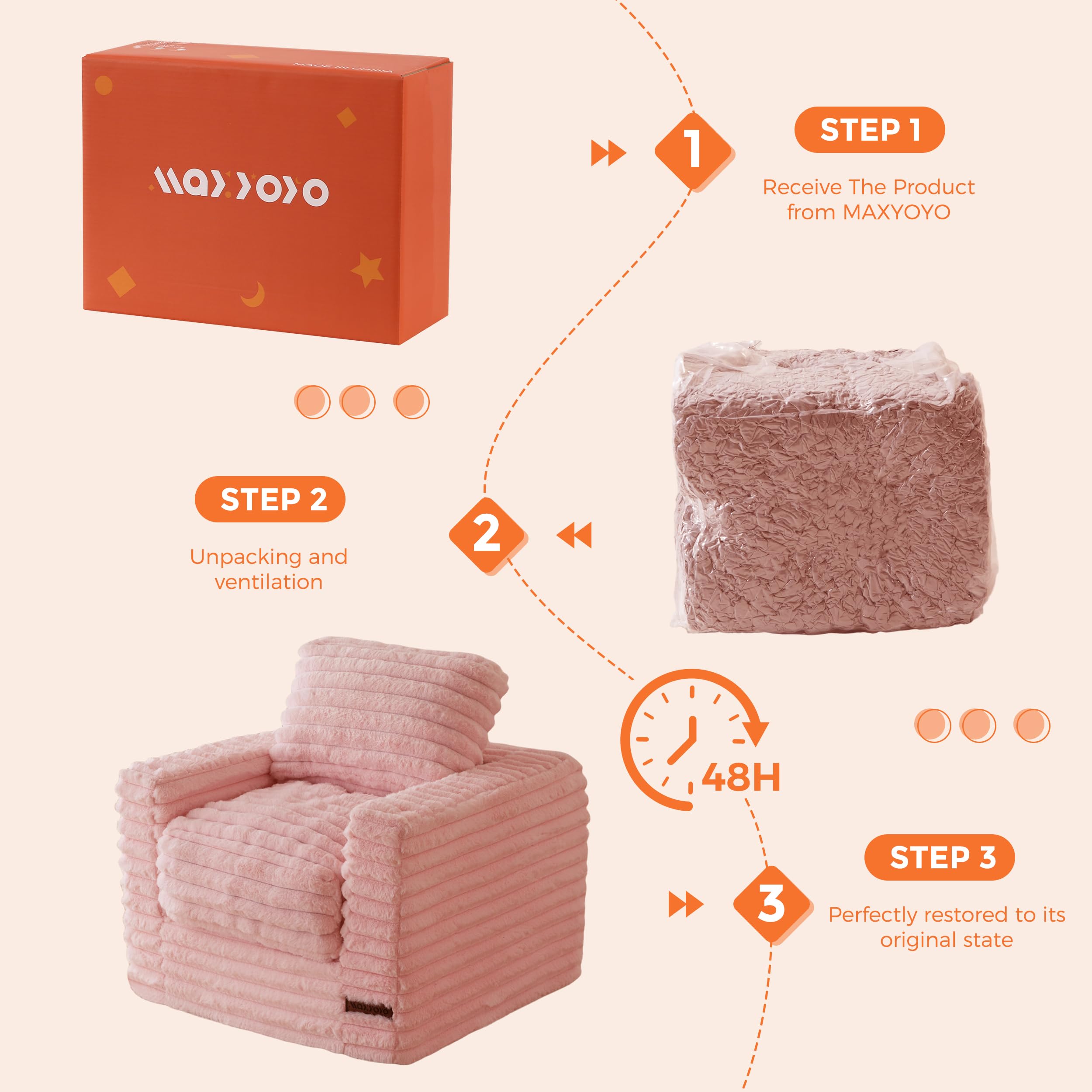 Kids Bean Bag Chair with Pillows and Armrests