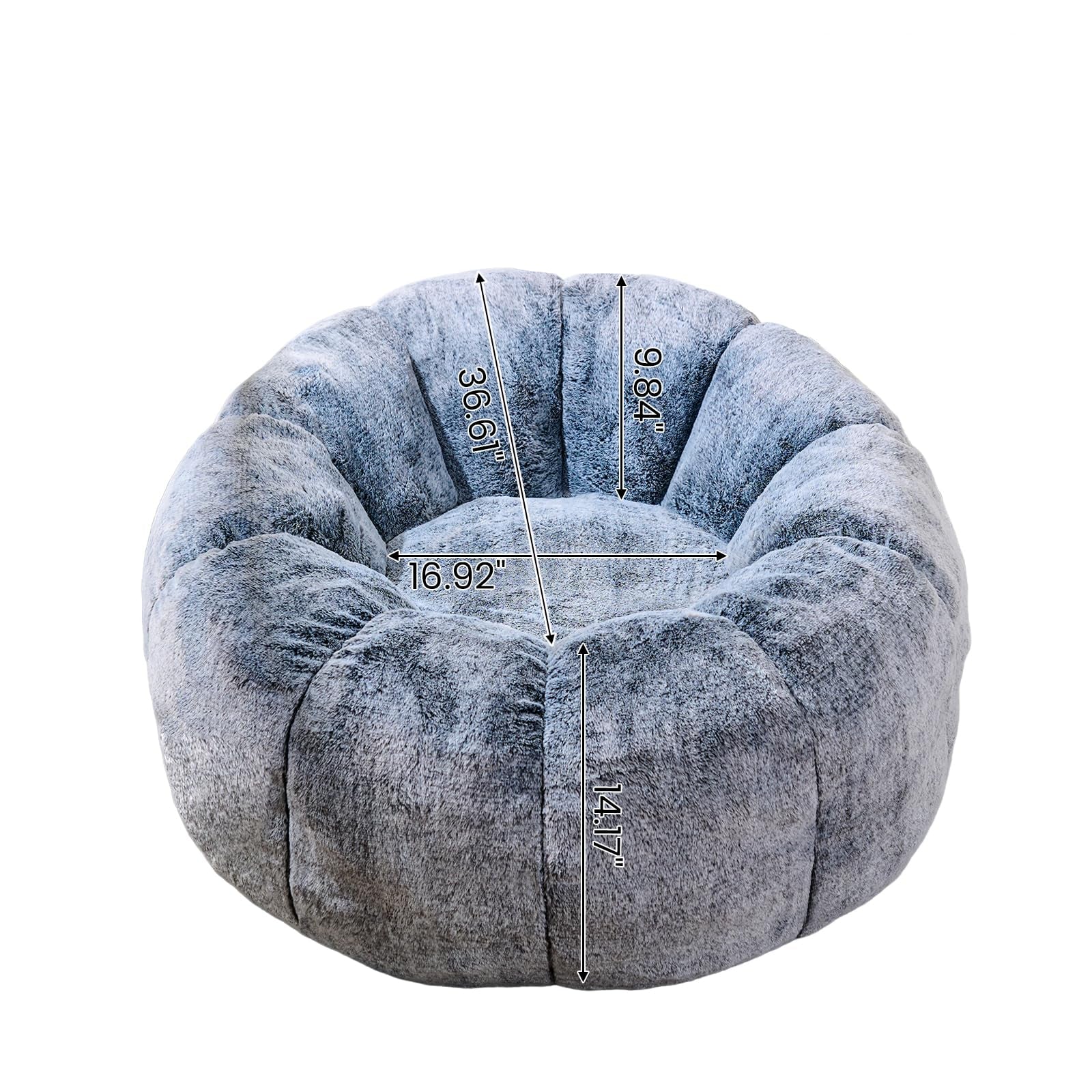 Bean Bag Chair with Filler, Faux Fur Comfy Chair with Petal Armrest Fluffy