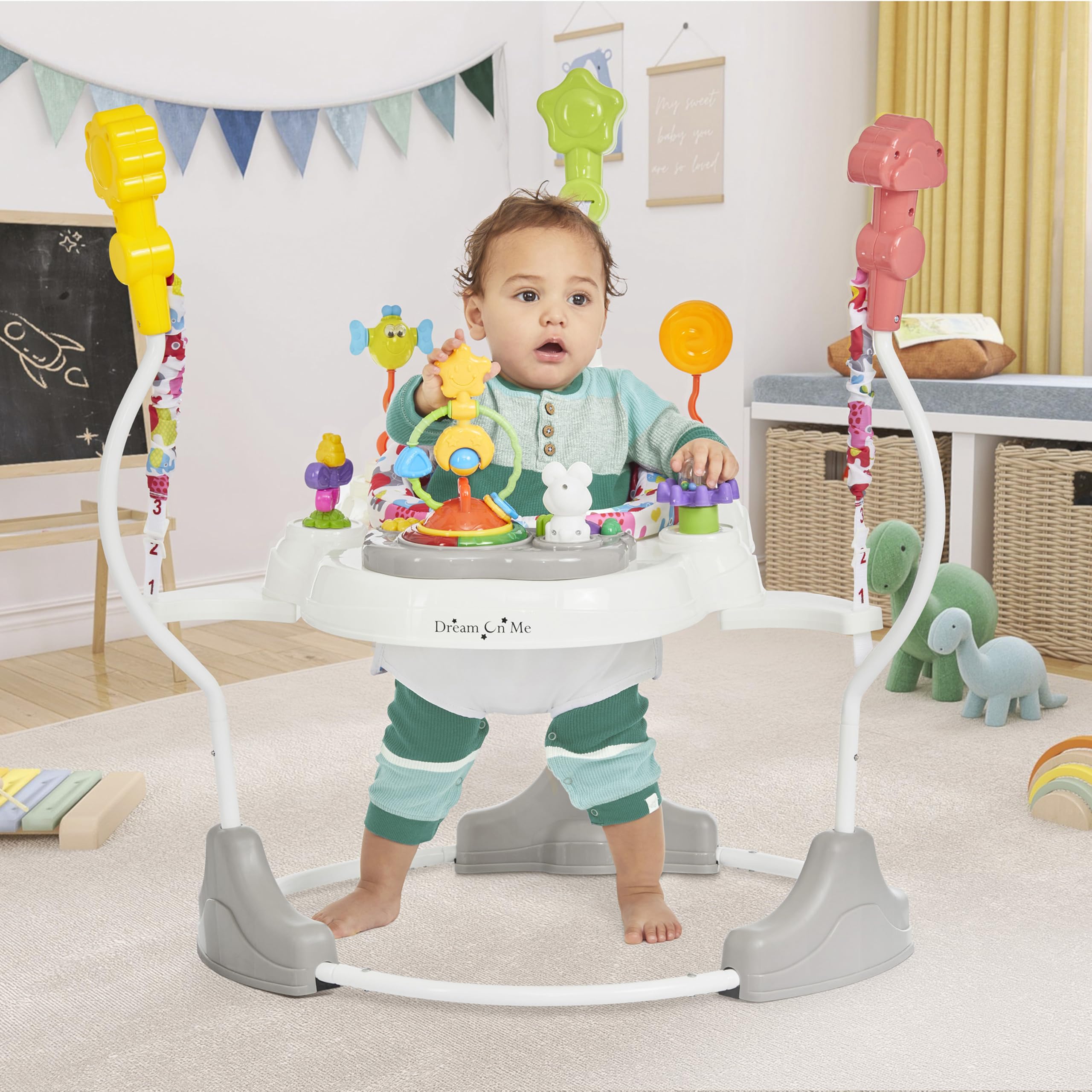 Dream On Me Zany 2-in-1 Activity and Center Bouncer in Elephant Print