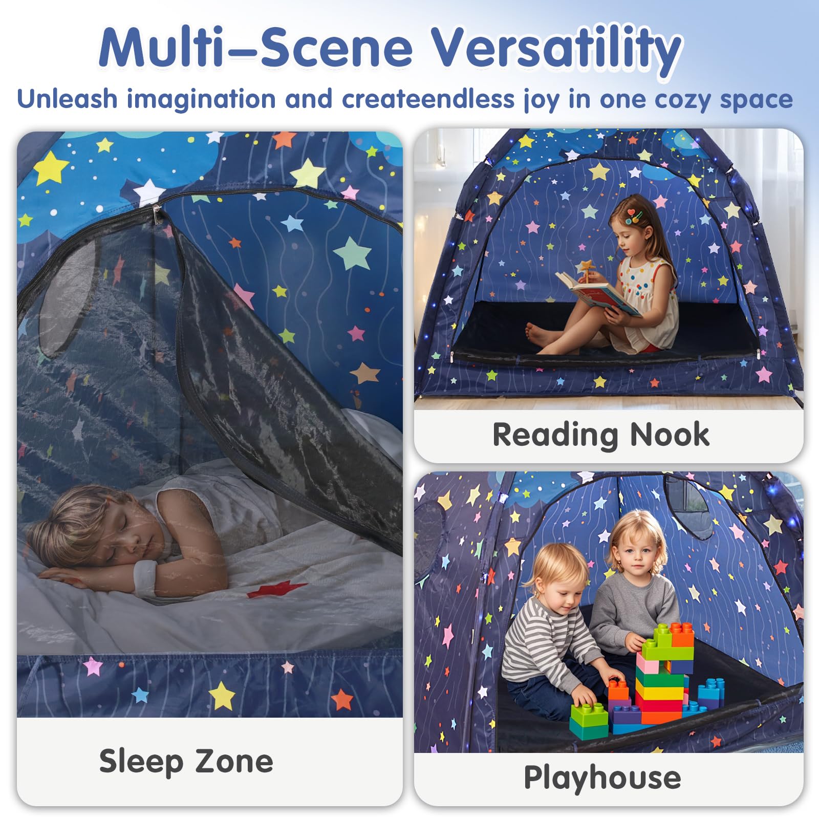 Kids Play Tent with String Lights for Indoor Outdoor Use