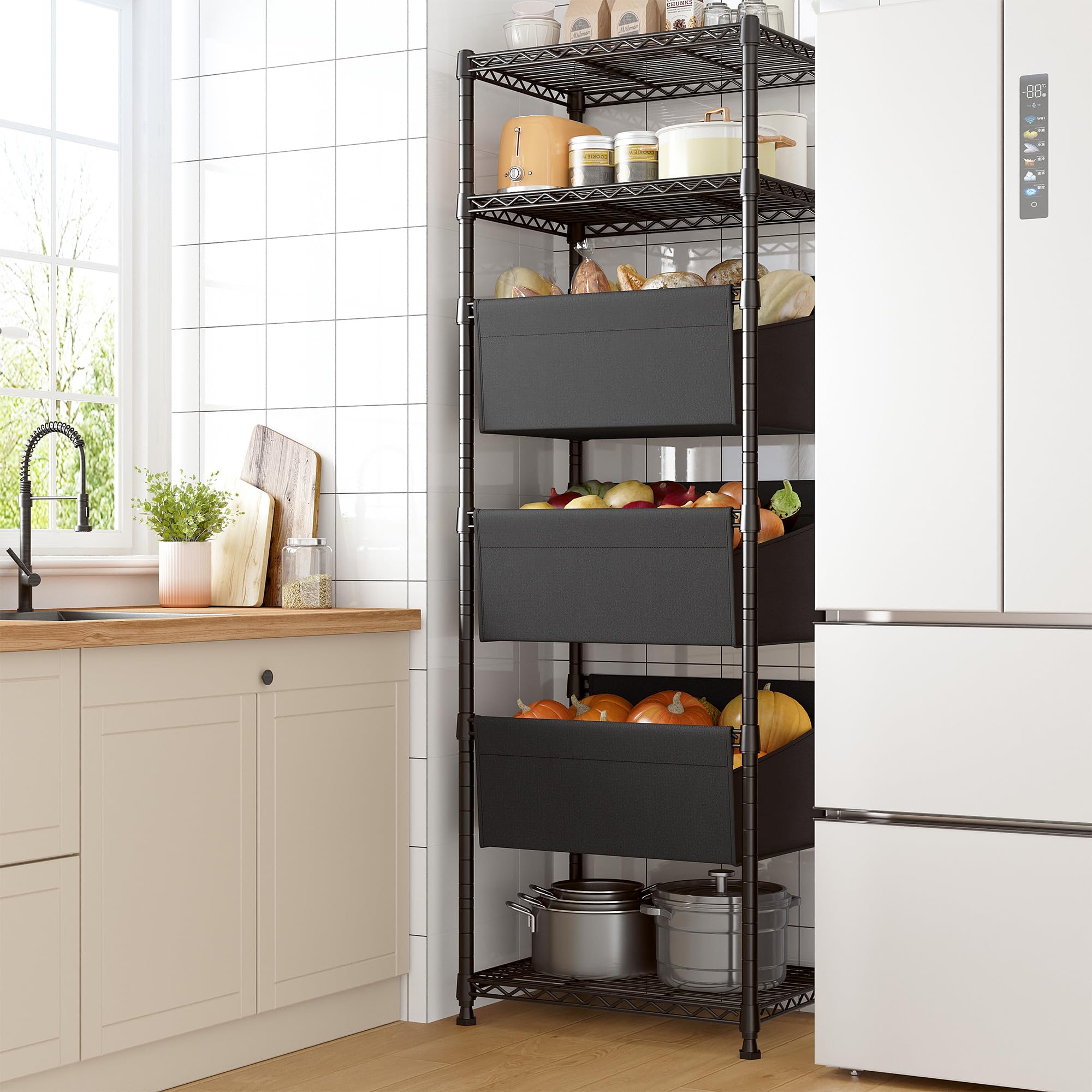 72" H Storage Shelves 6 Tier Wire Shelving Unit Adjustable