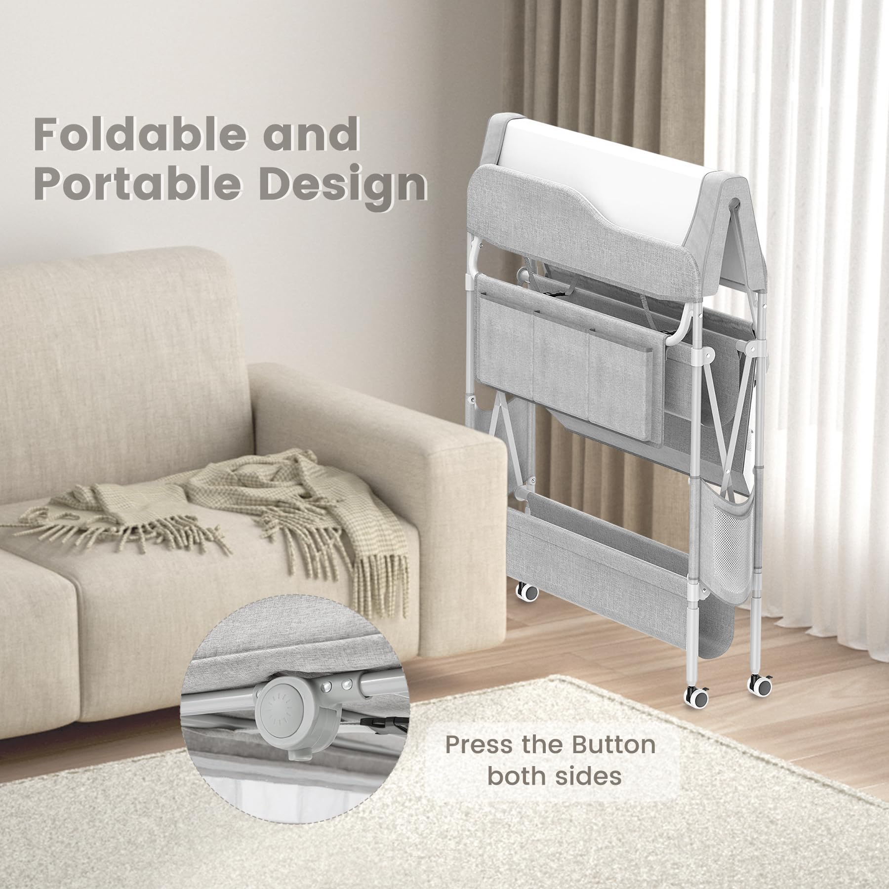 Foldable Baby Diaper Changing Table with Storage