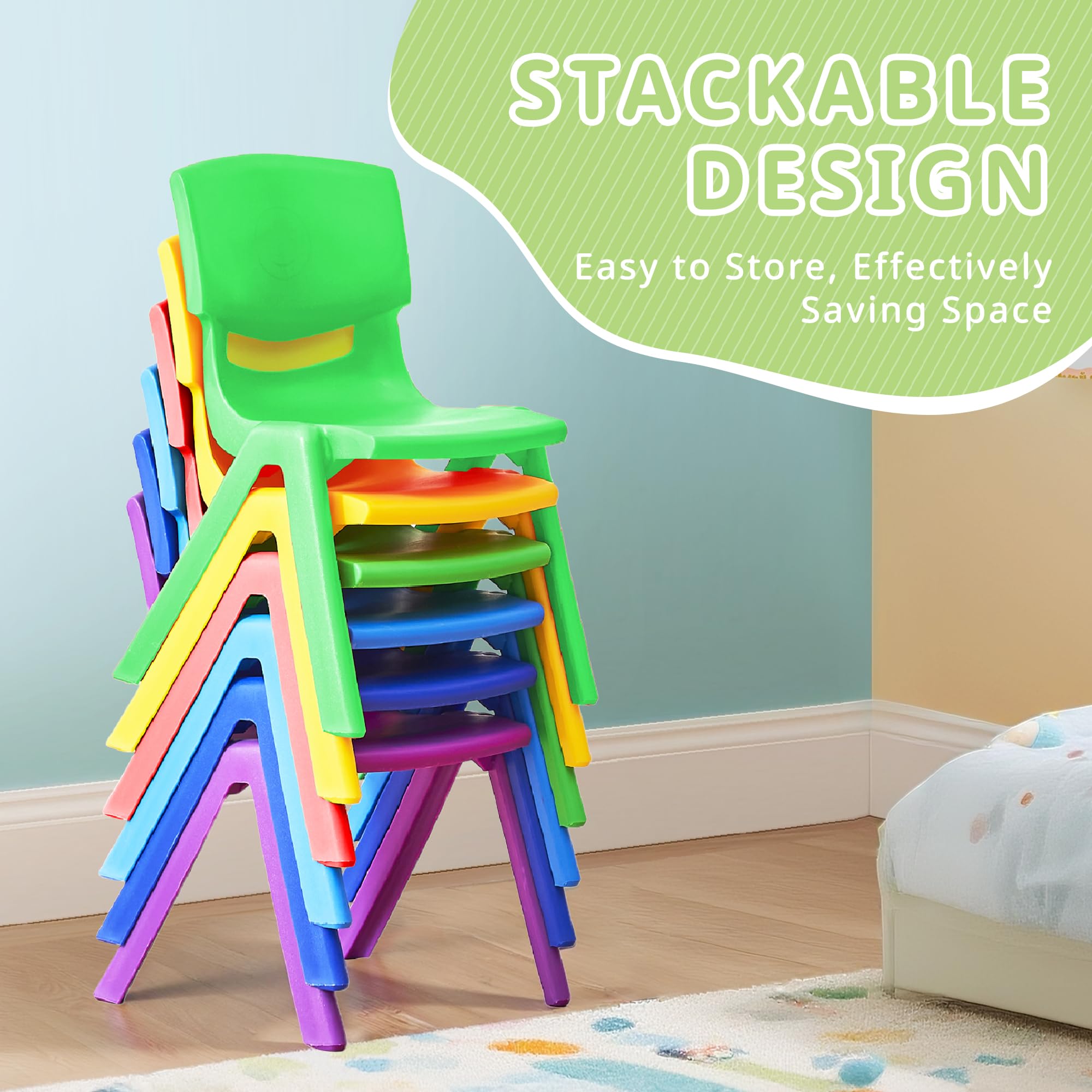 Stackable Kids Chairs 12-Pack with 11 Inch Seat Height