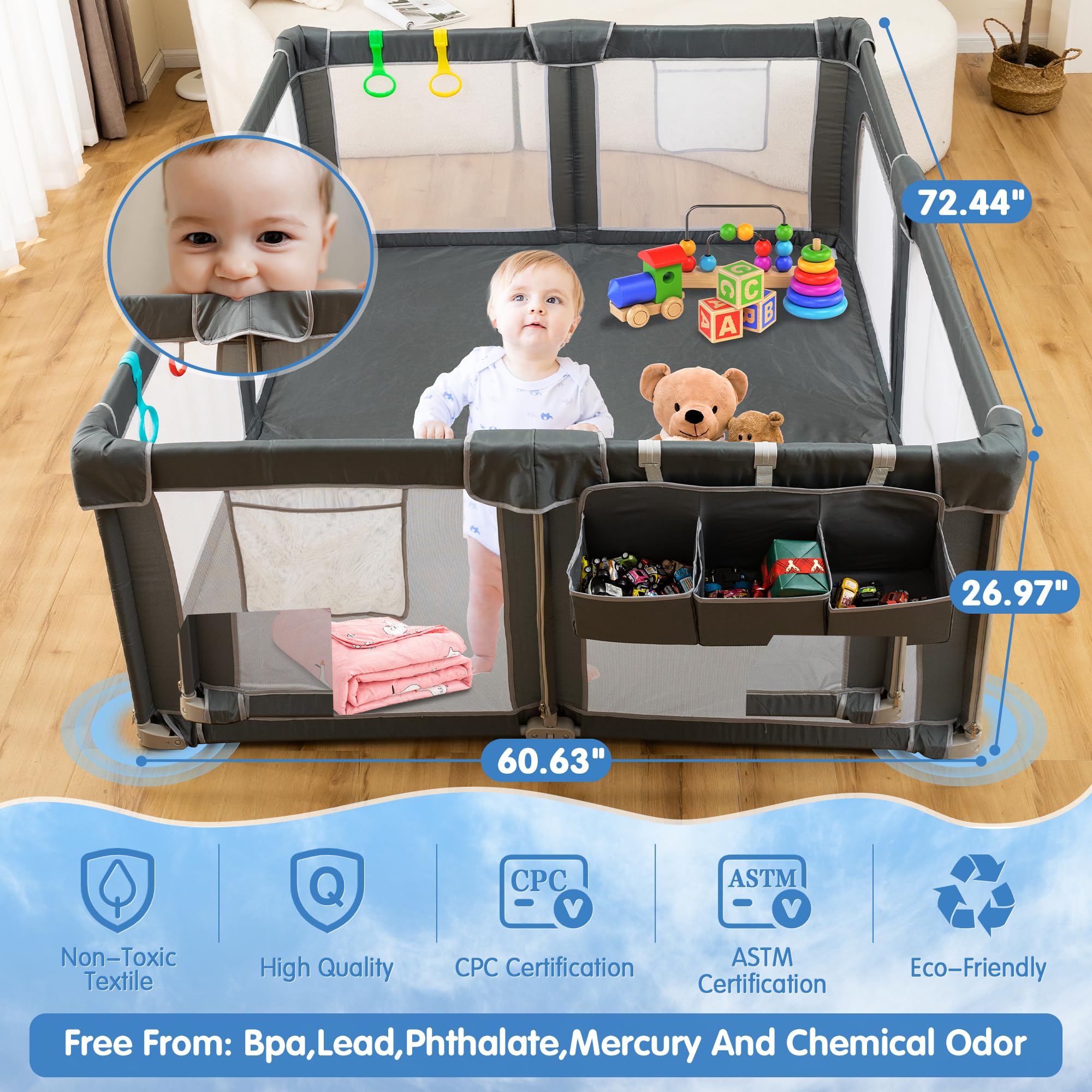 Foldable Baby Playpen with Breathable Mesh