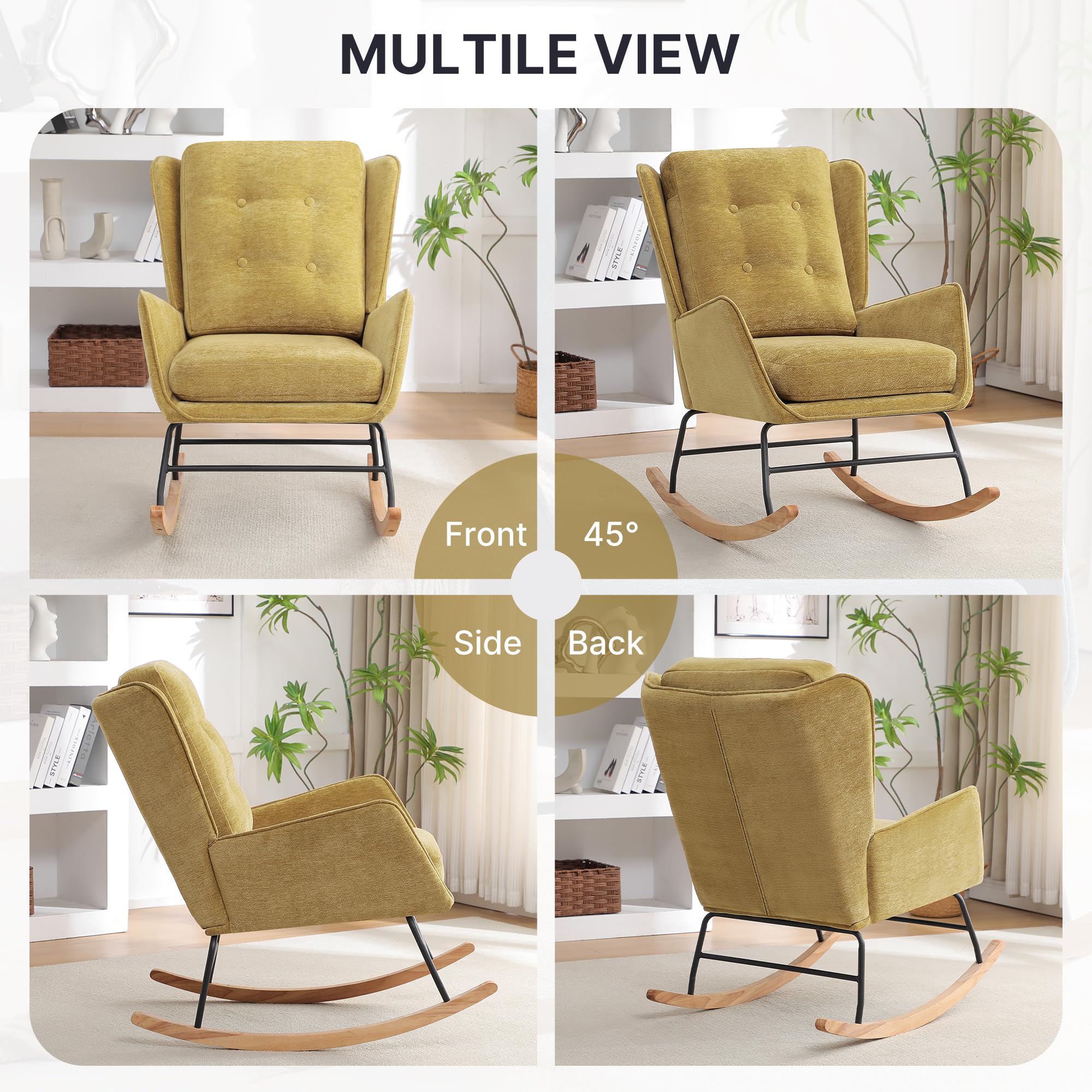 Nursery Rocking Chair with High Backrest