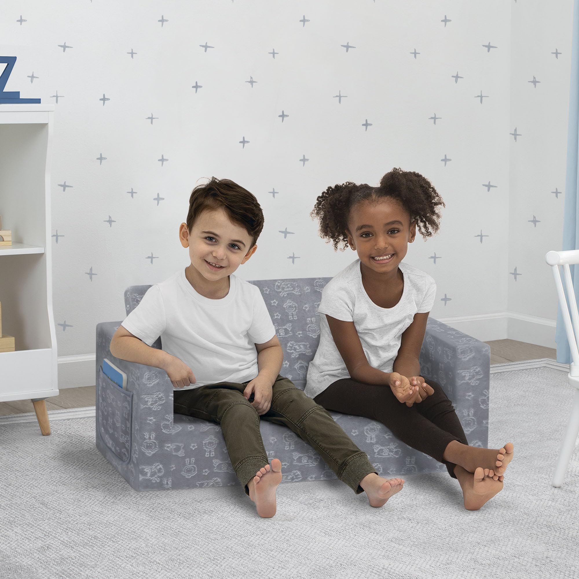 Convertible Kids Sofa Sleeper with Washable Cover