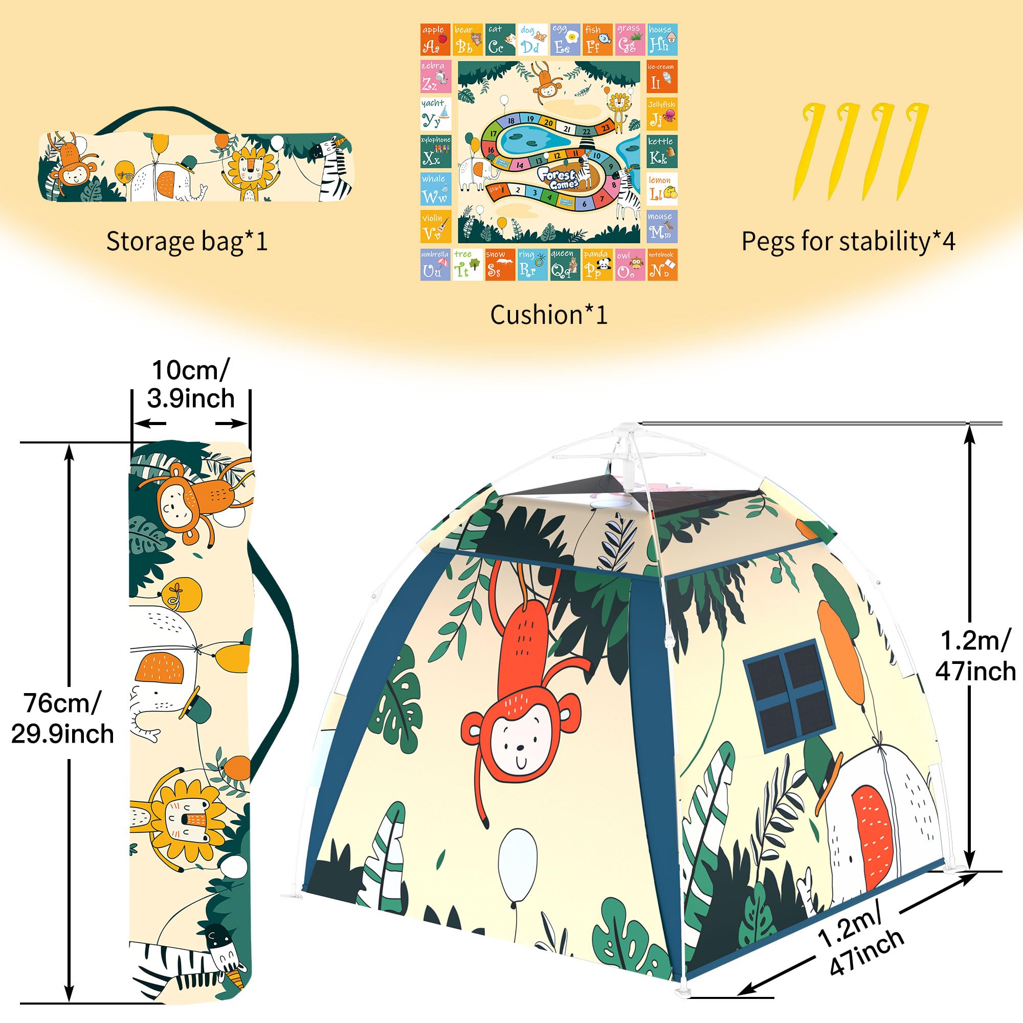 Outdoor Multi-Purpose Play House for Toddlers-Easy to Set up and Pop up Play Tent with Tunnel and Playhouse Kids Indoor Outdoor, Outdoor/Indoor Kid's Pop Up Play House, Gift for Toddlers(Monkey)