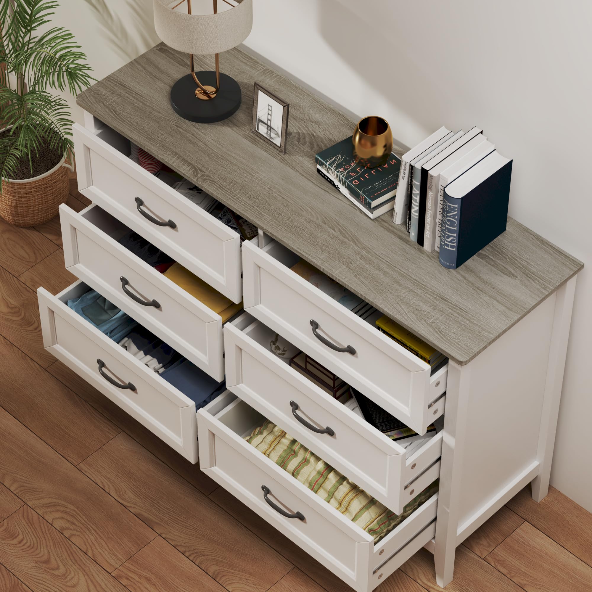 6 Drawer Dresser with Metal Handles