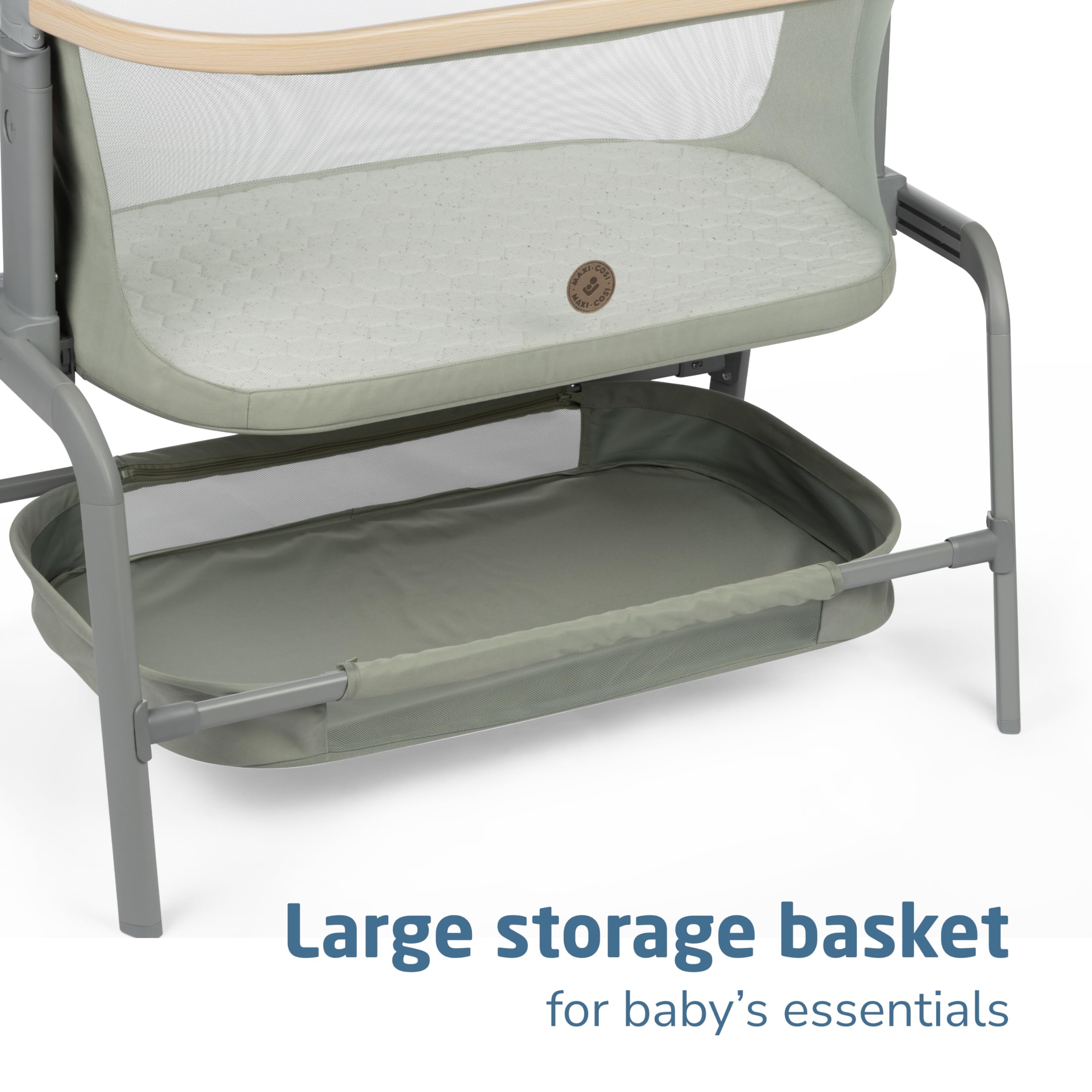Bedside Bassinet with Adjustable Height and Breathable Mesh