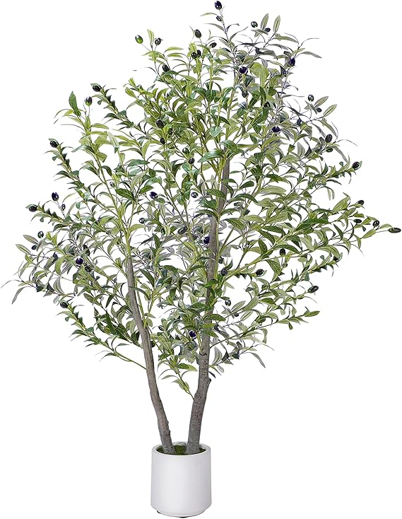 7ft Realistic Artificial Olive Tree with Natural Wood Trunk Lifelike