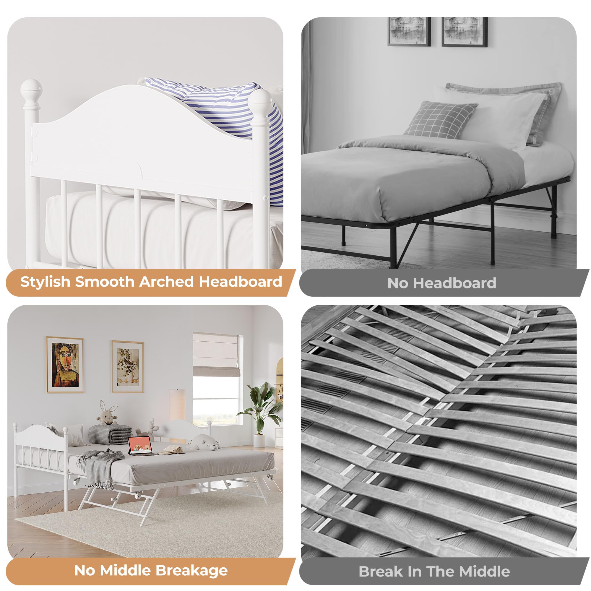 Twin Daybed with Trundle and Lockable Casters