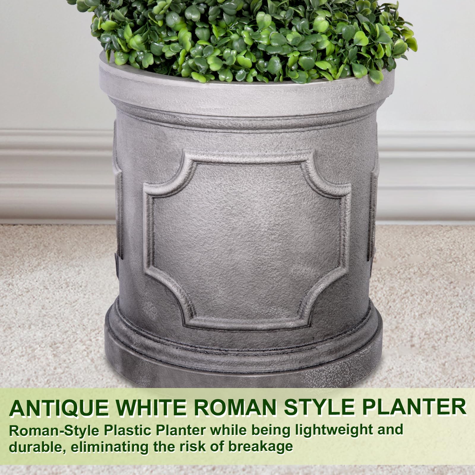 4FT Artificial Spiral Boxwood Topiary Trees with Planter