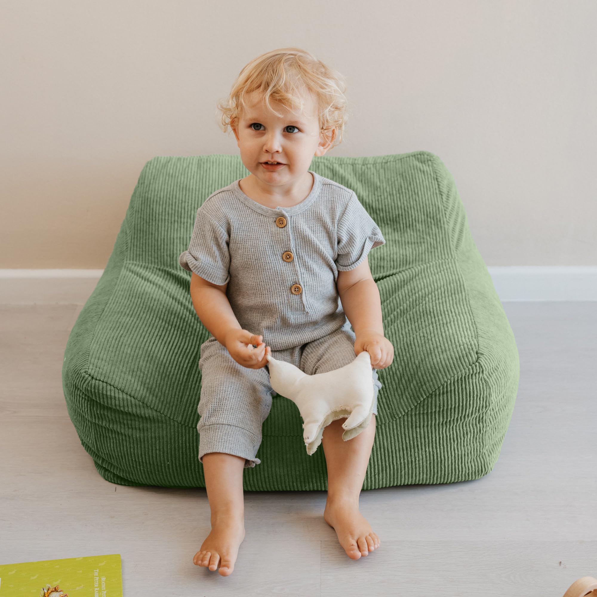 Memory Foam Bean Bag Chair for Toddlers - Kids Lounger for Nursery and Playroom