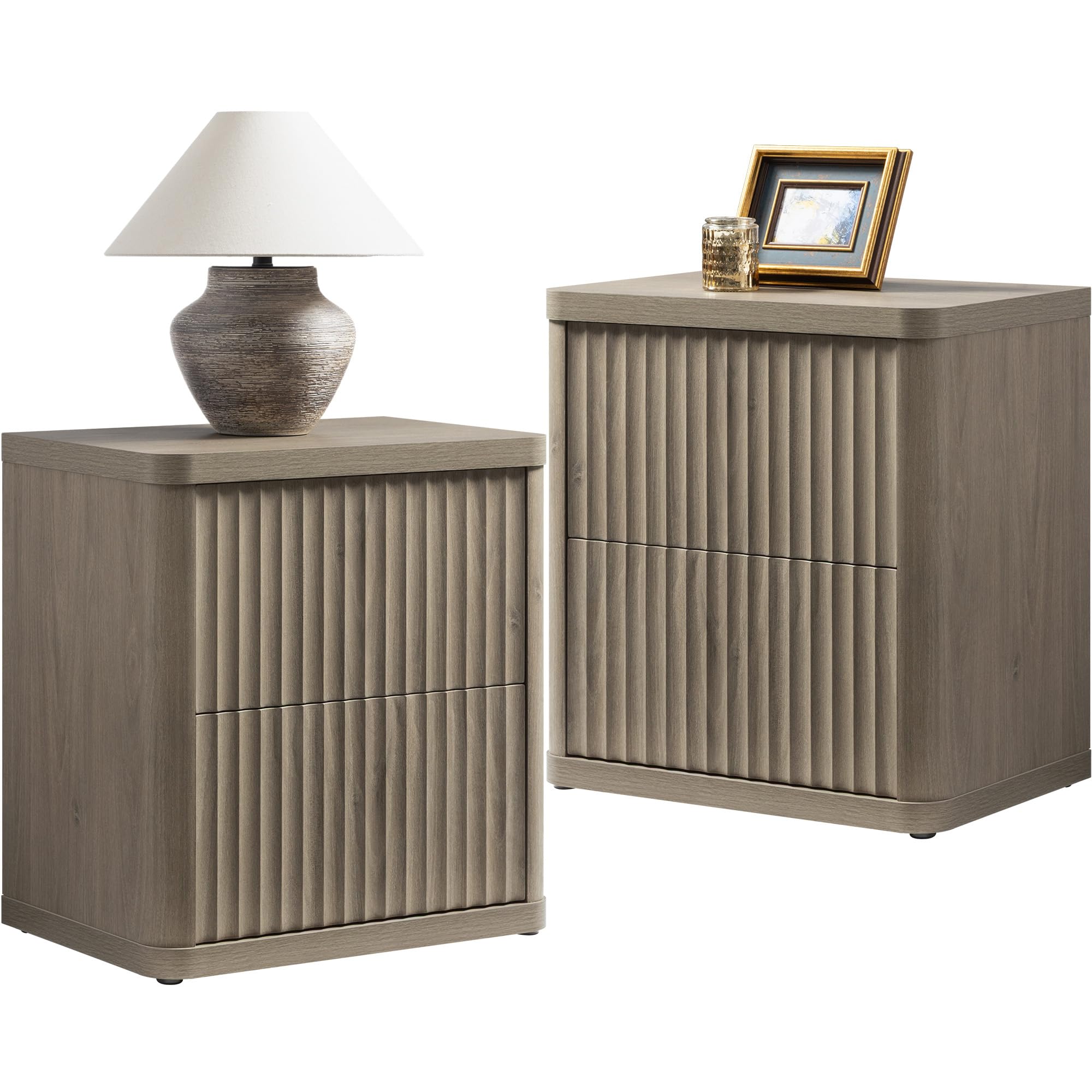 Night Stand Set of 2 Nightstands with 2 Drawers Storage Bedside