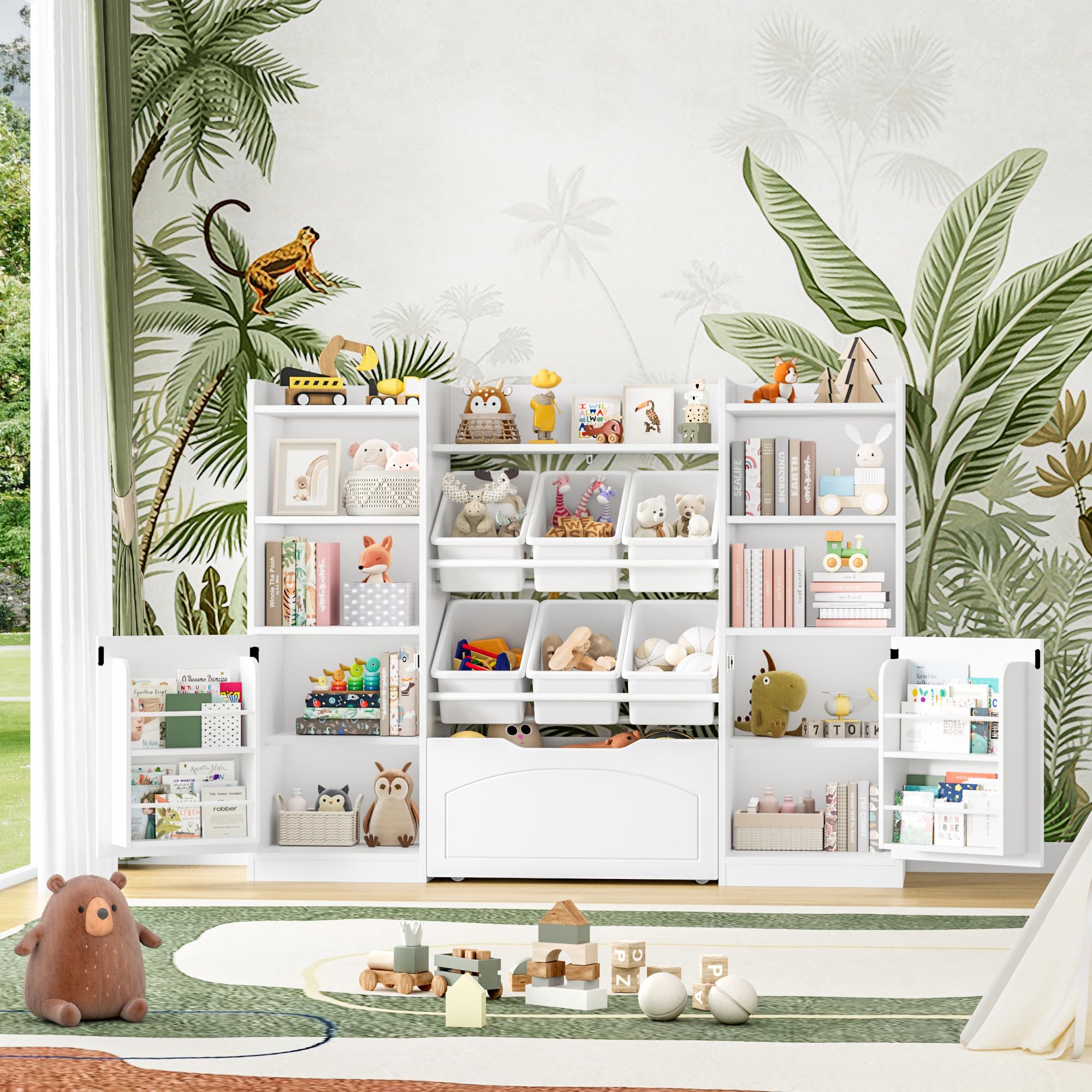 55” Toy Storage Organizer with Removable Bins