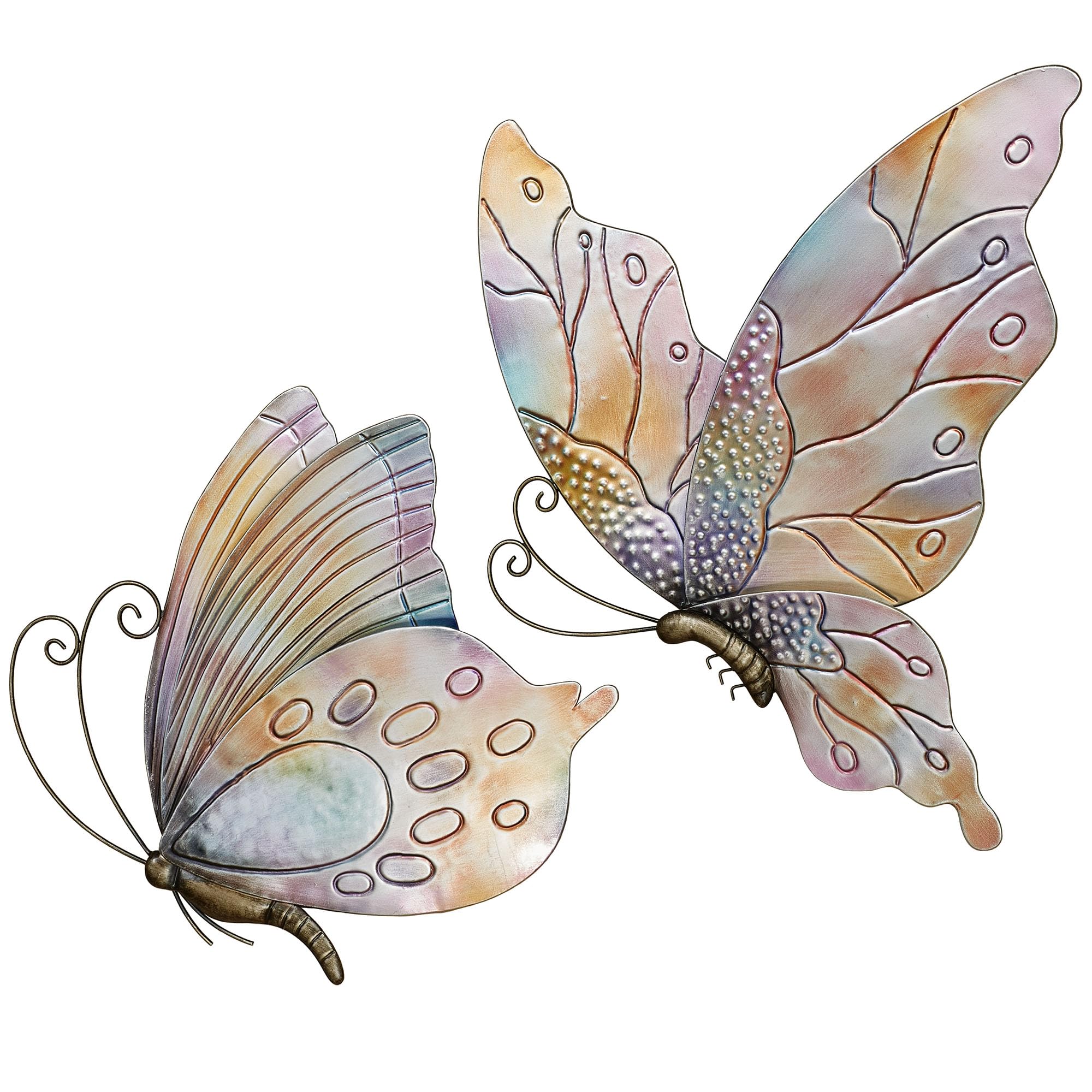 Class Butterflies in Flight Wall Art Set of Two - Metal