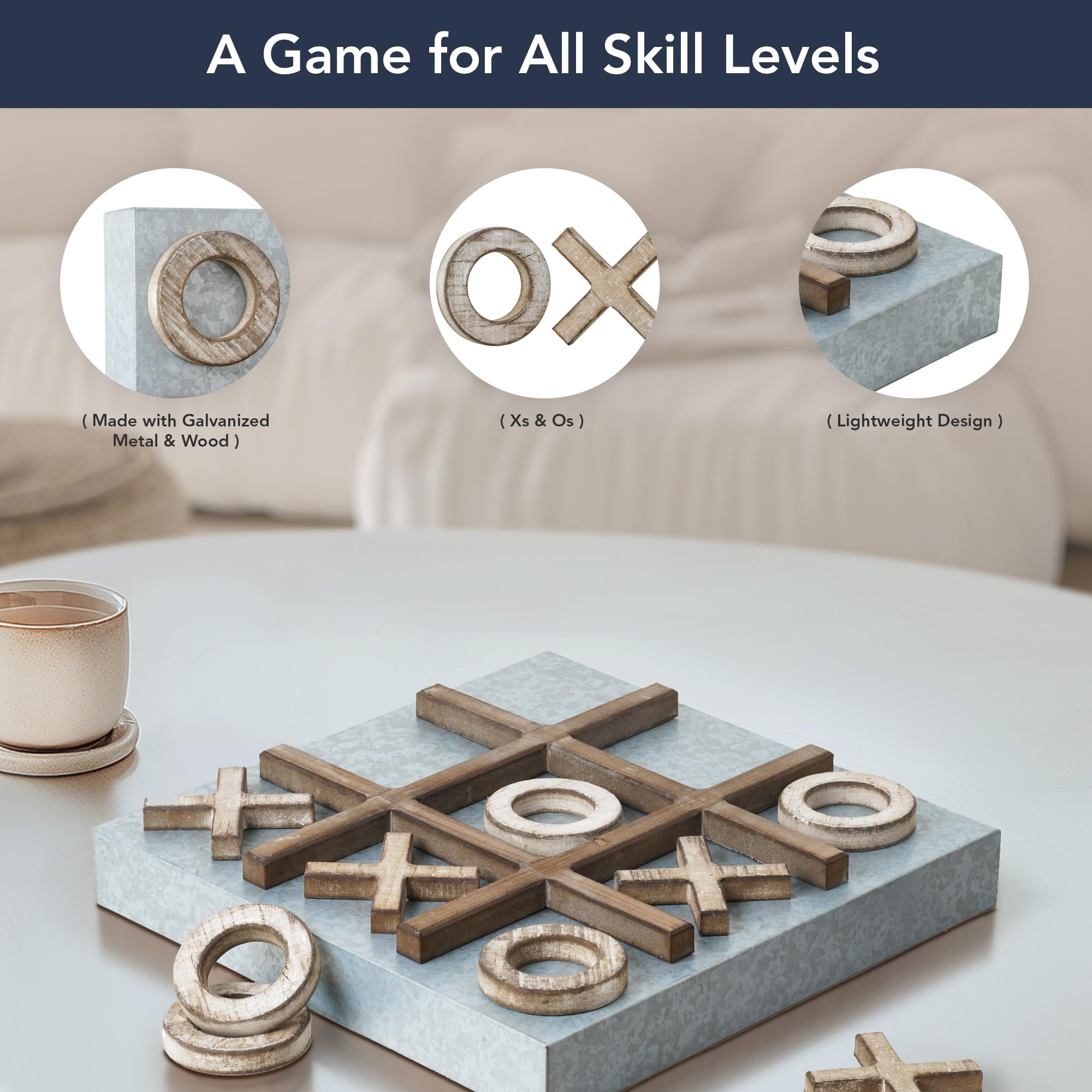 Magnetic Tic Tac Toe Board Game Set Wall Mounted Coffee Table Decor