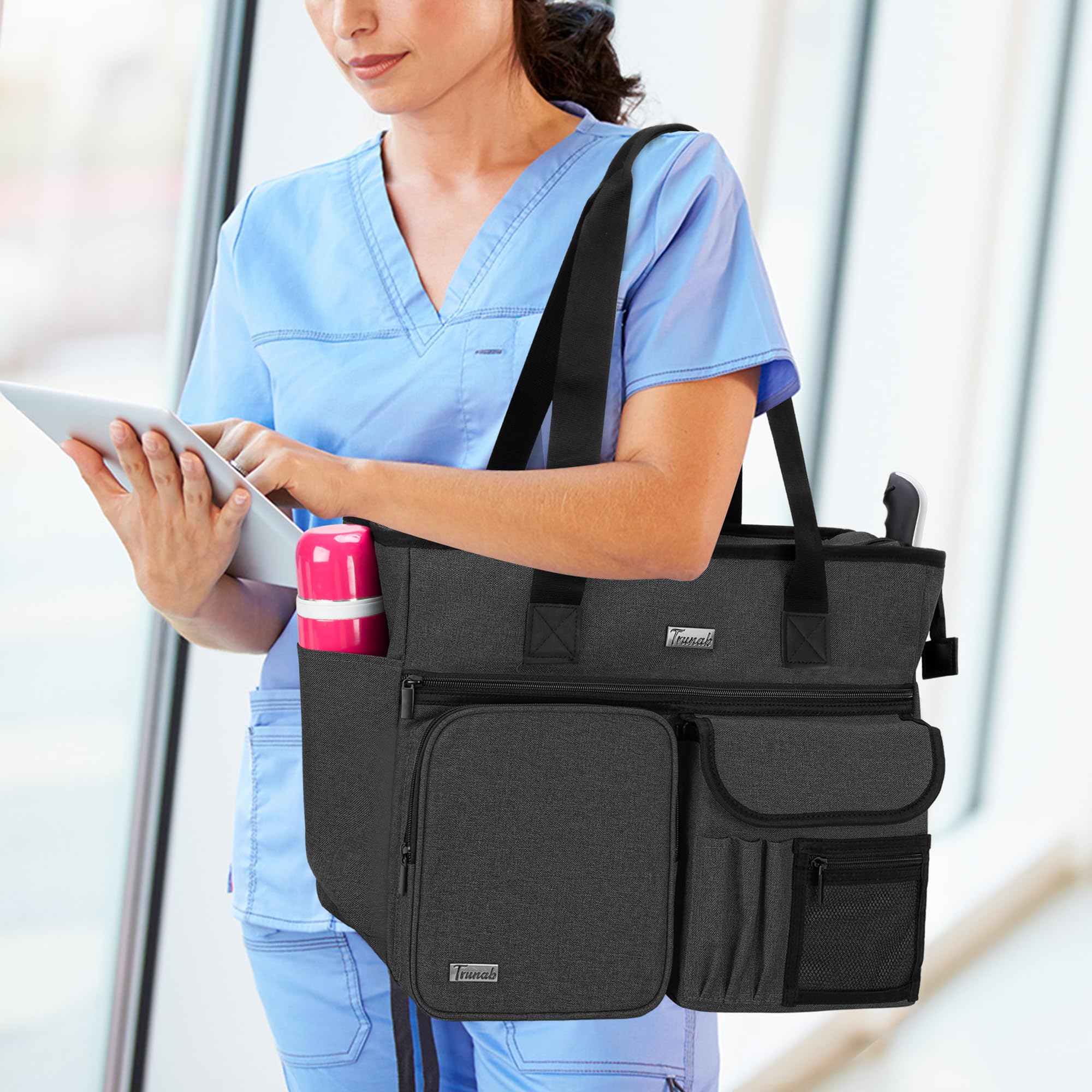 Nurse Tote Bag for Work with Padded 15.6” Laptop Sleeve, Nurse Bag