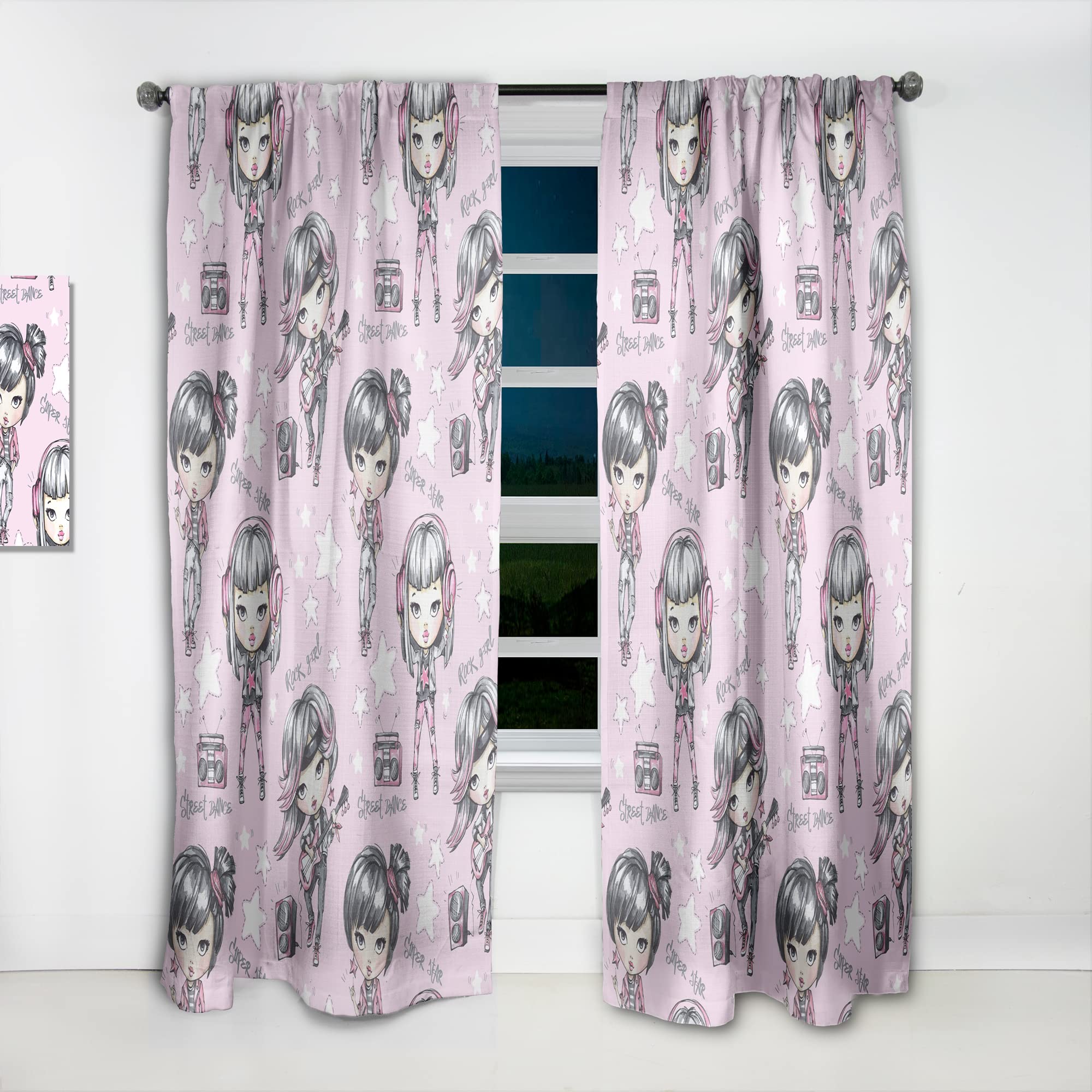 Curtains 'Rock Girl Super Star Street Dance' Curtains for Bedroom