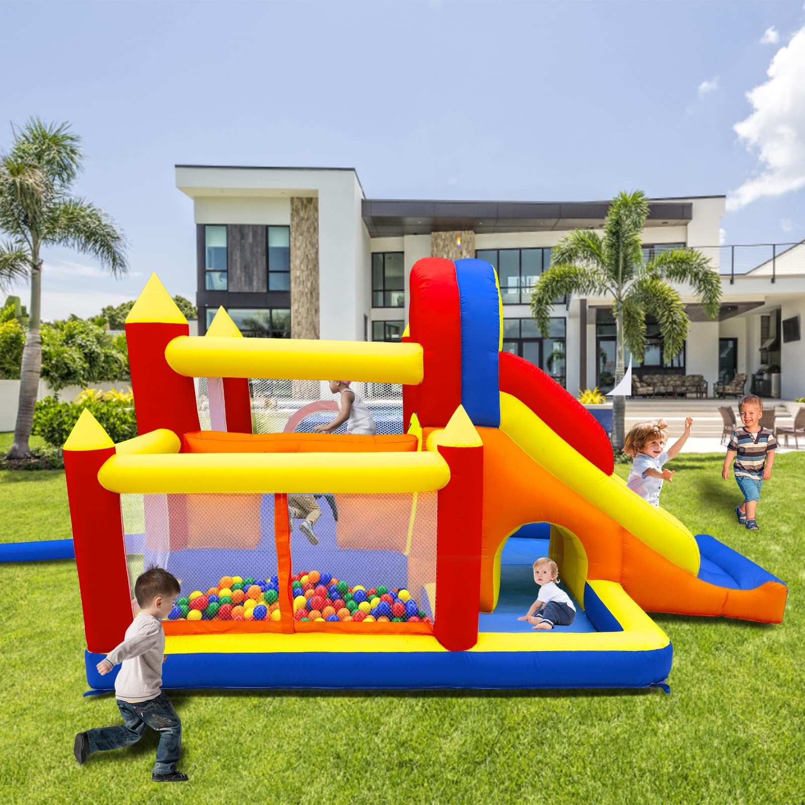 9-in-1 Inflatable Bounce House with Slide