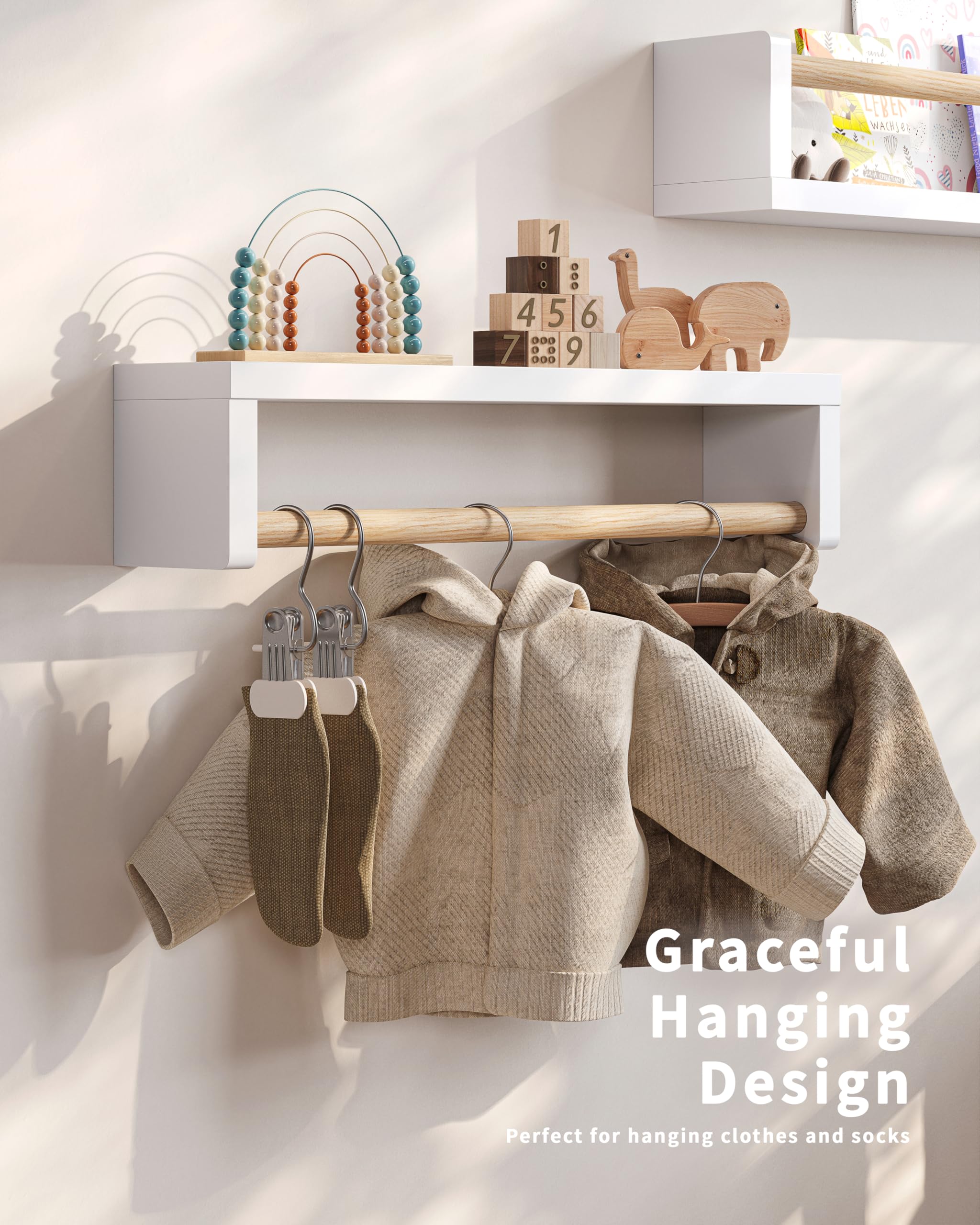 Wall-Mounted Nursery Bookshelves 4-Pack