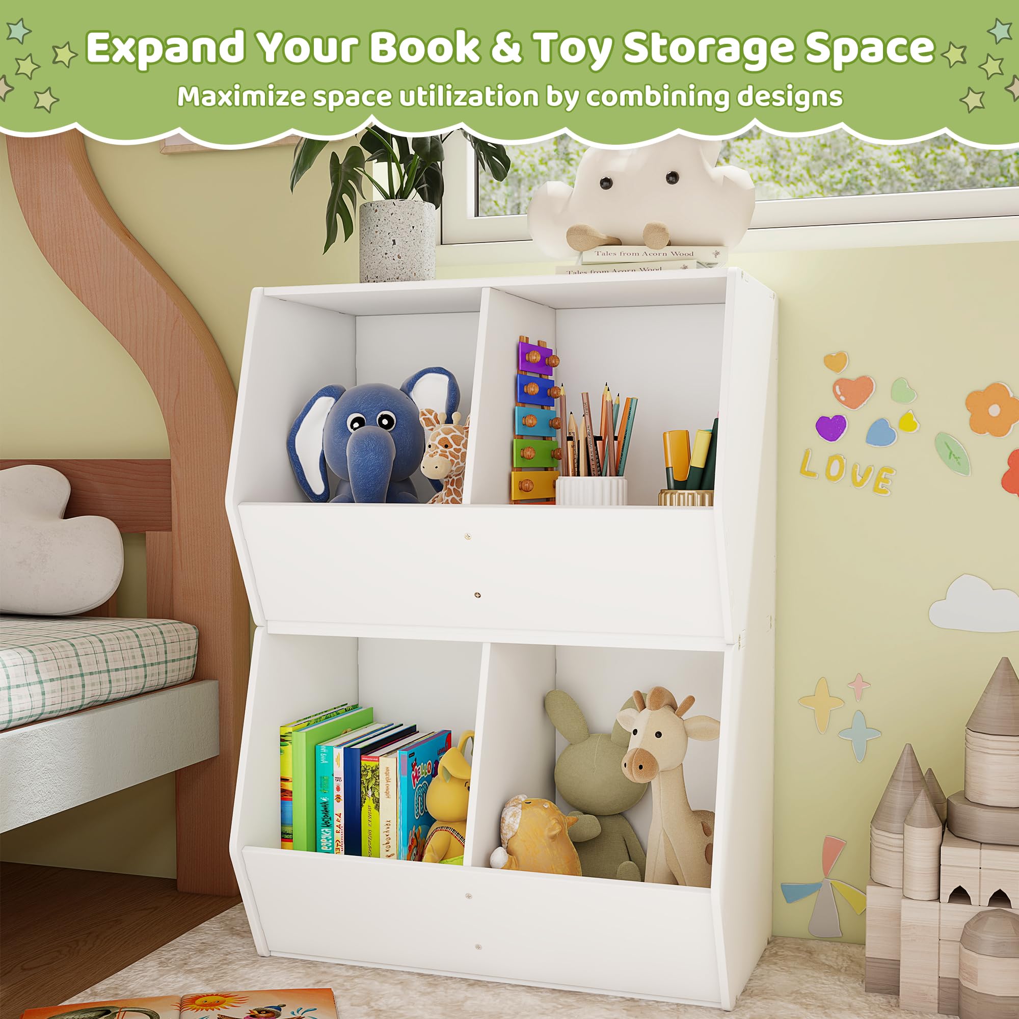 Stackable Toy Storage Organizer Cabinet for Kids