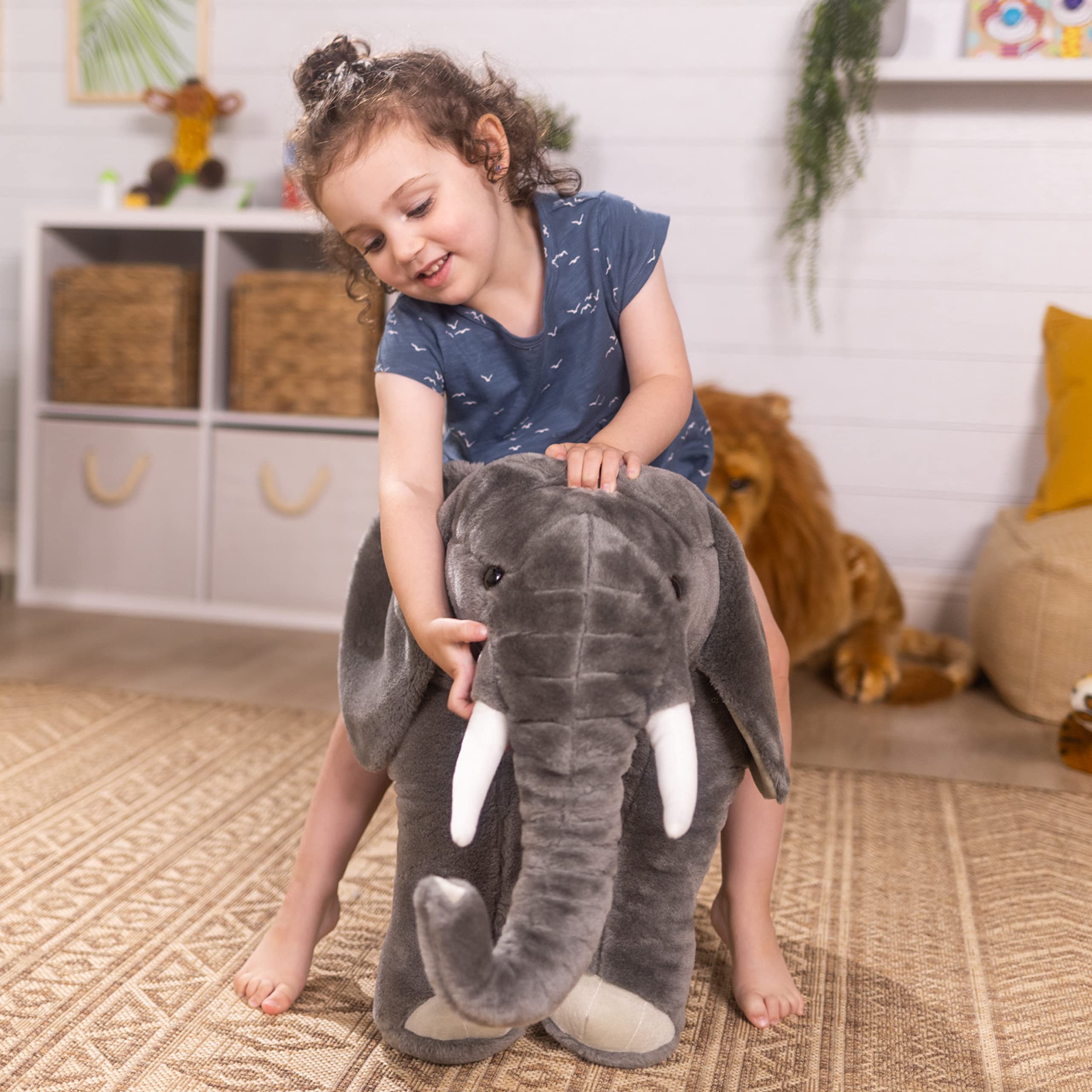 Giant Elephant - Lifelike Stuffed Animal (Over 3 feet Long)