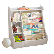 Kids Bookshelf Montessori, 4 Sling Baby Bookcase, 4 Tier Display Shelves