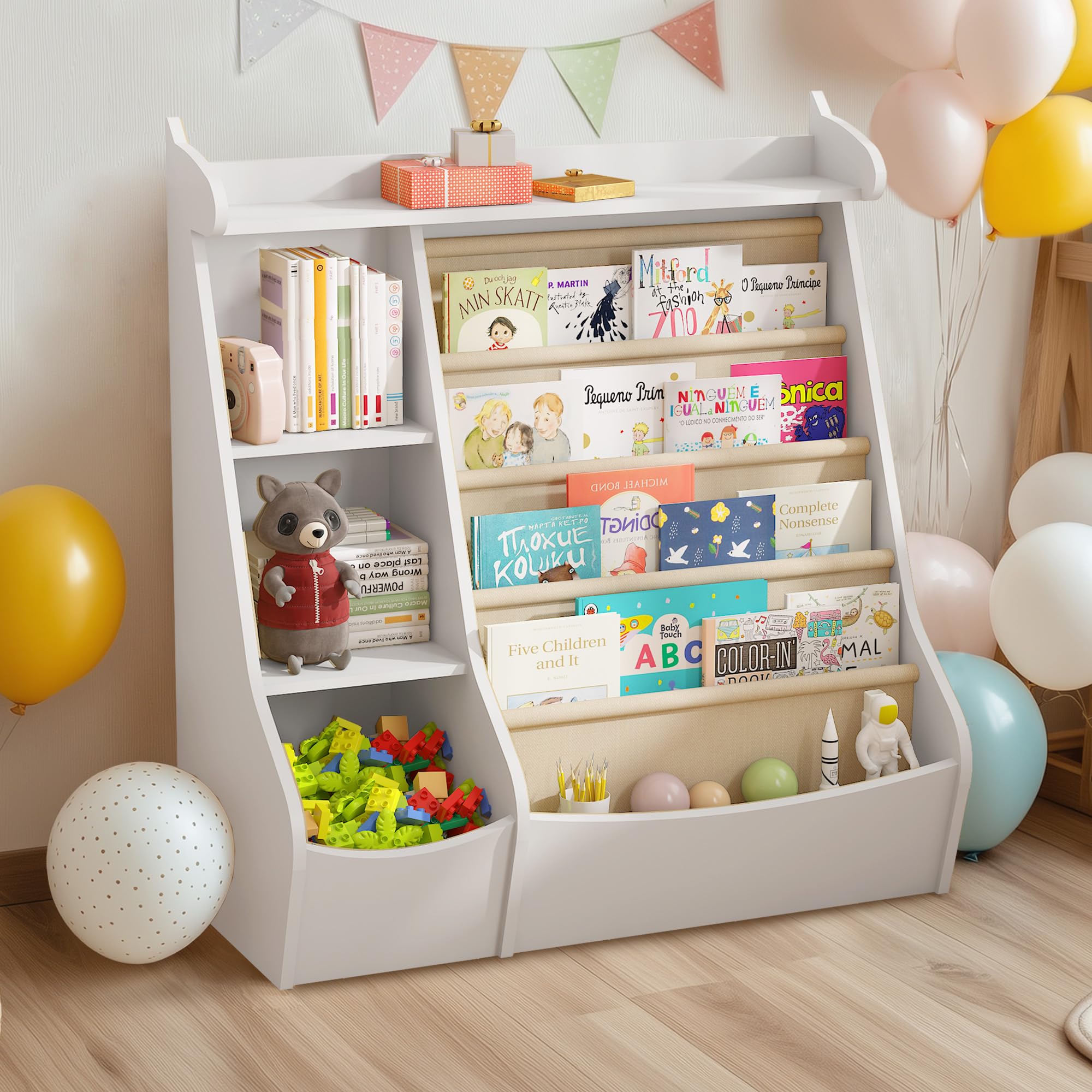 4-Tier Wooden Kids Bookshelf