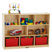 8-Compartment Mobile Storage Cabinet, 36in, Classroom Furniture, Natural