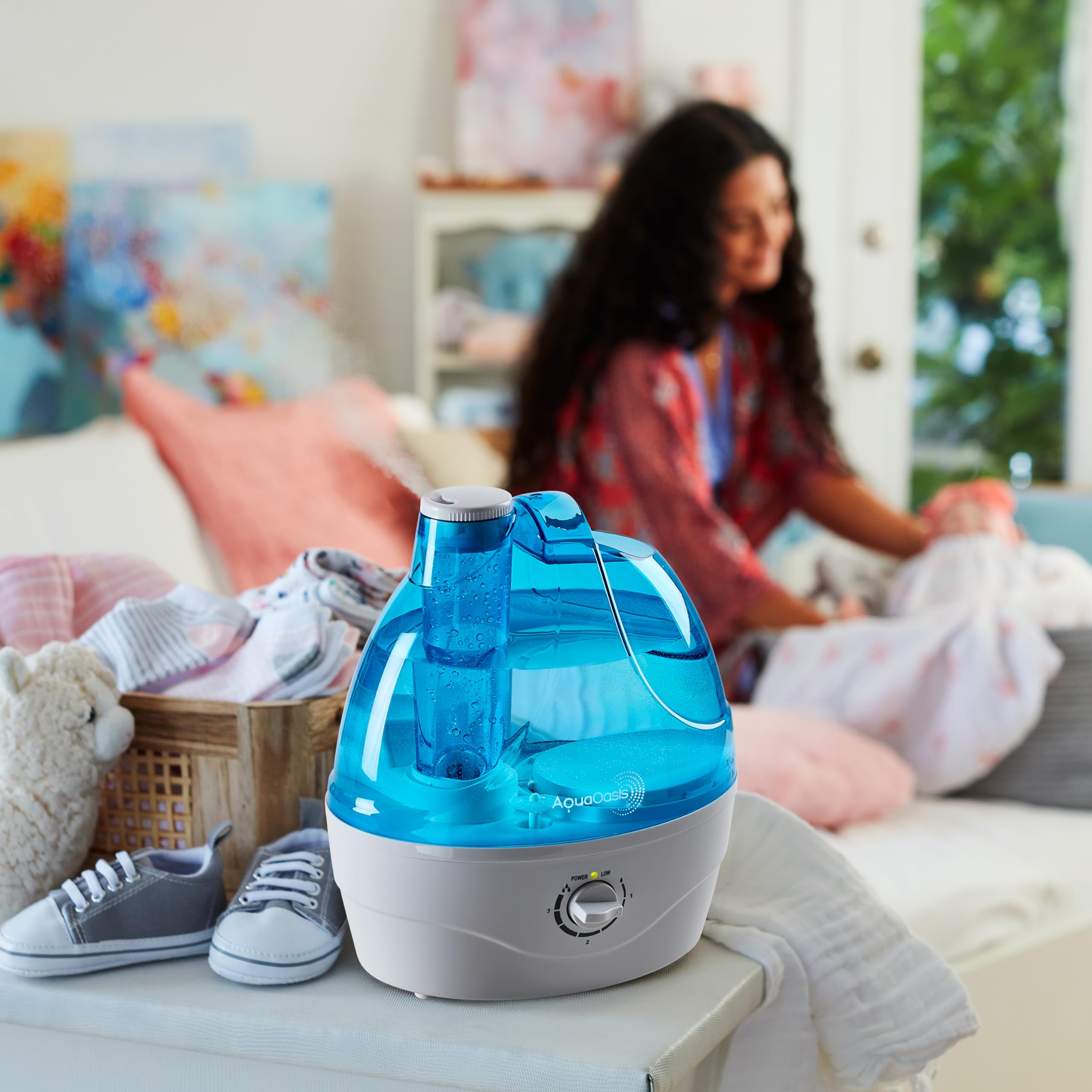 Cool Mist Humidifier (2.2L Water Tank) Quiet Ultrasonic Humidifiers for Bedroom & Large room - Adjustable -360 Rotation Nozzle, Auto-Shut Off, Humidifiers for Babies Nursery & Whole House