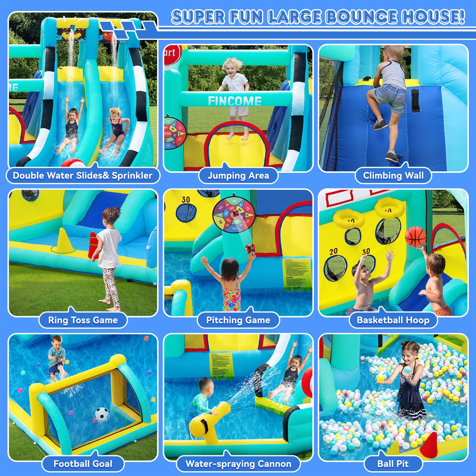 Large Inflatable Bounce House with Double Water Slides
