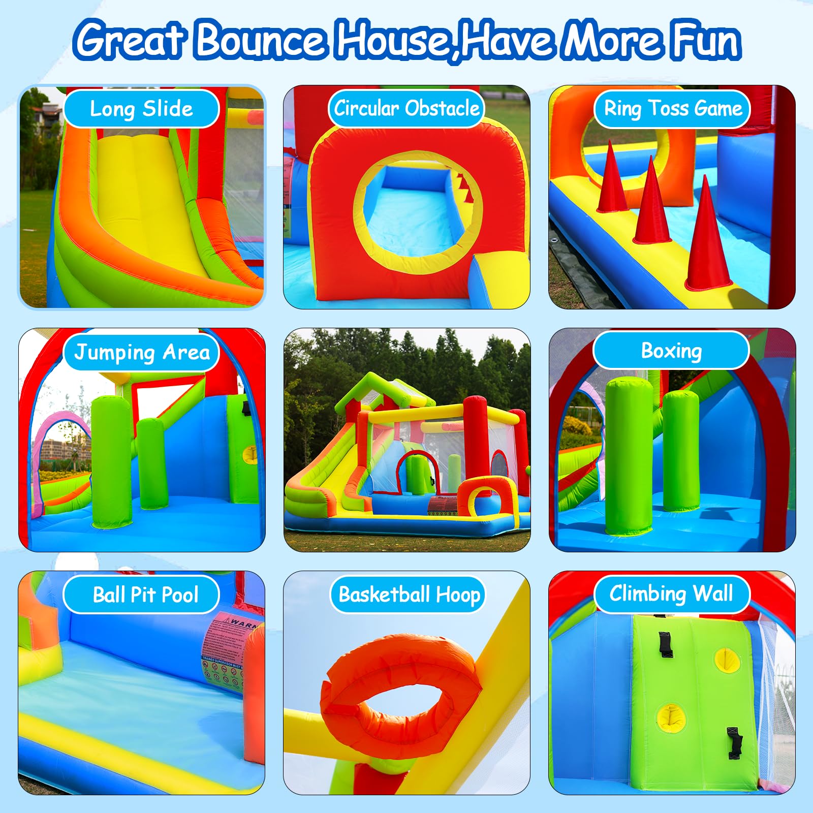 Inflatable Water Slide Bounce House with Dual Slides and Splash Pool