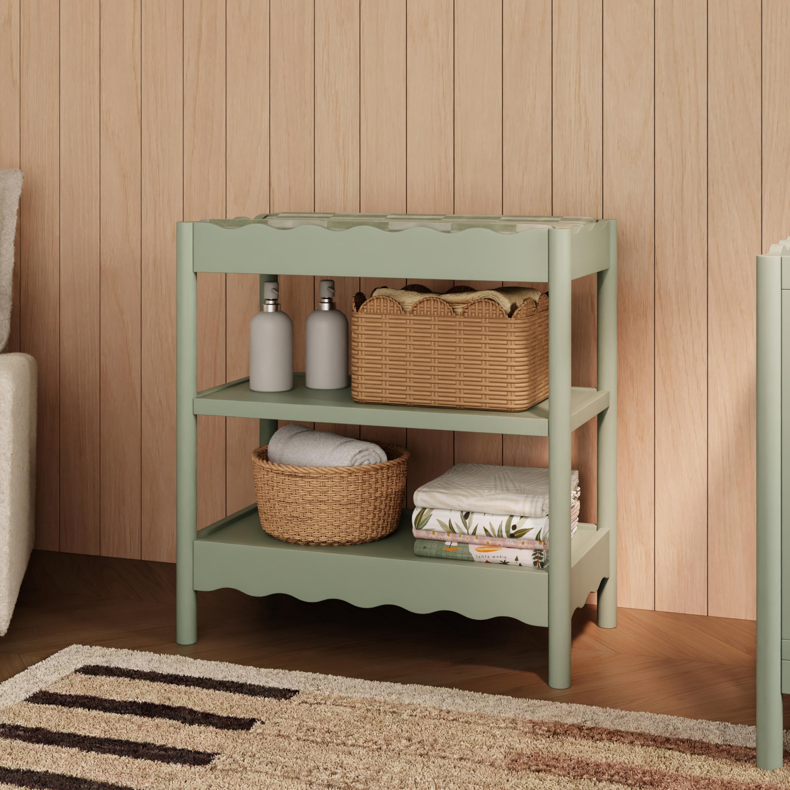 Modern Changing Table with Shelves