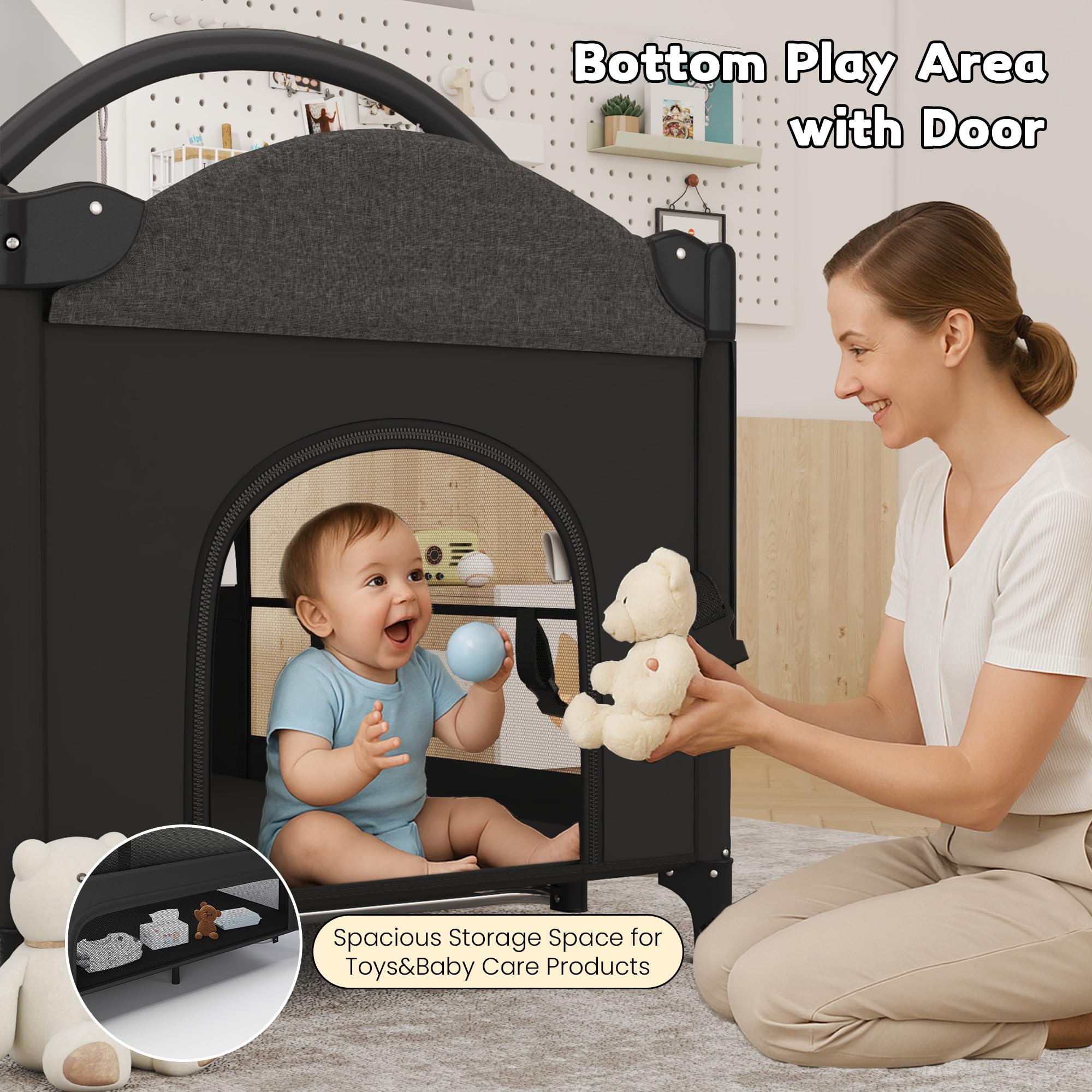 5-in-1 Baby Bassinet Bedside Sleeper with Swing Cradle