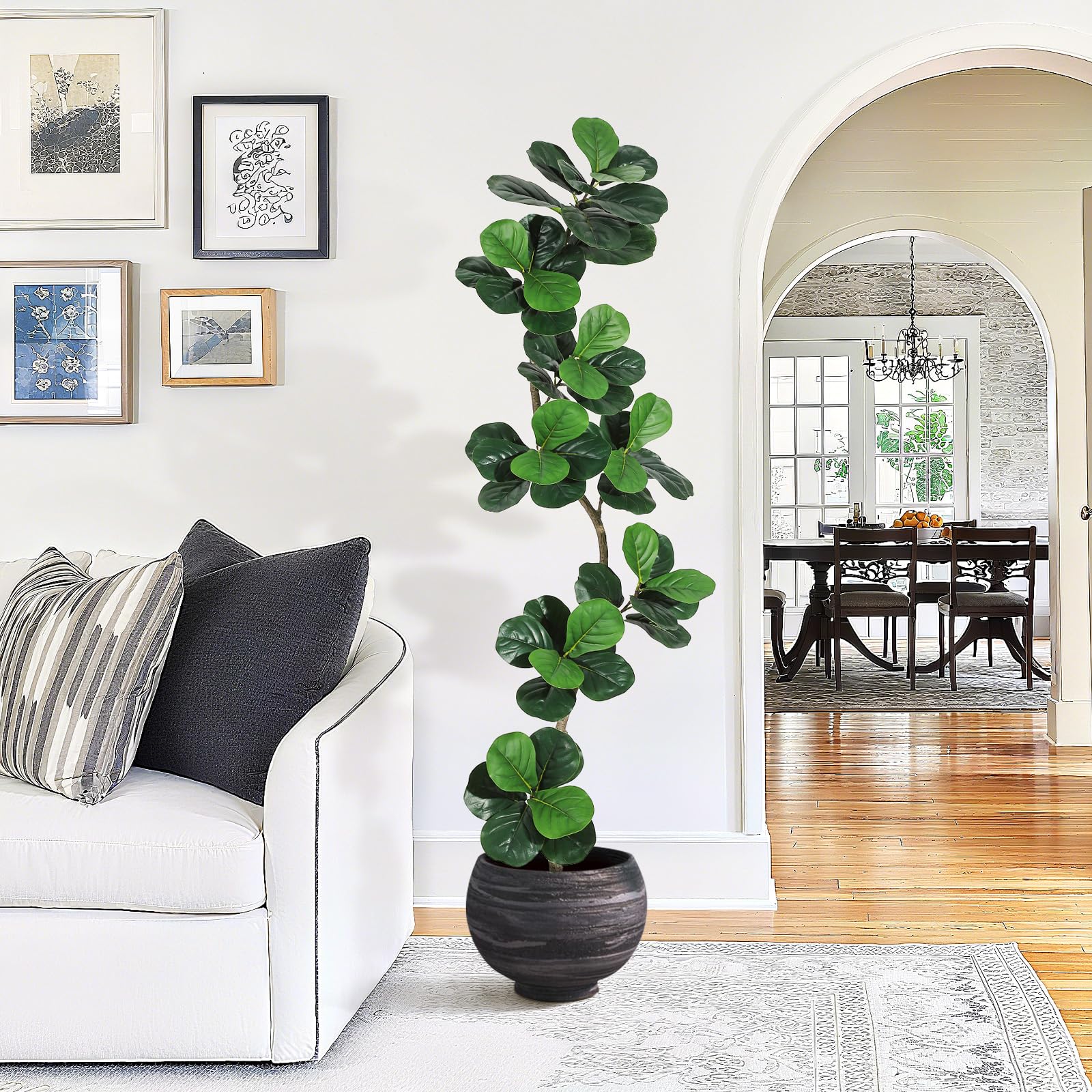 7ft Artificial Fiddle Leaf Fig Tree with White Planter