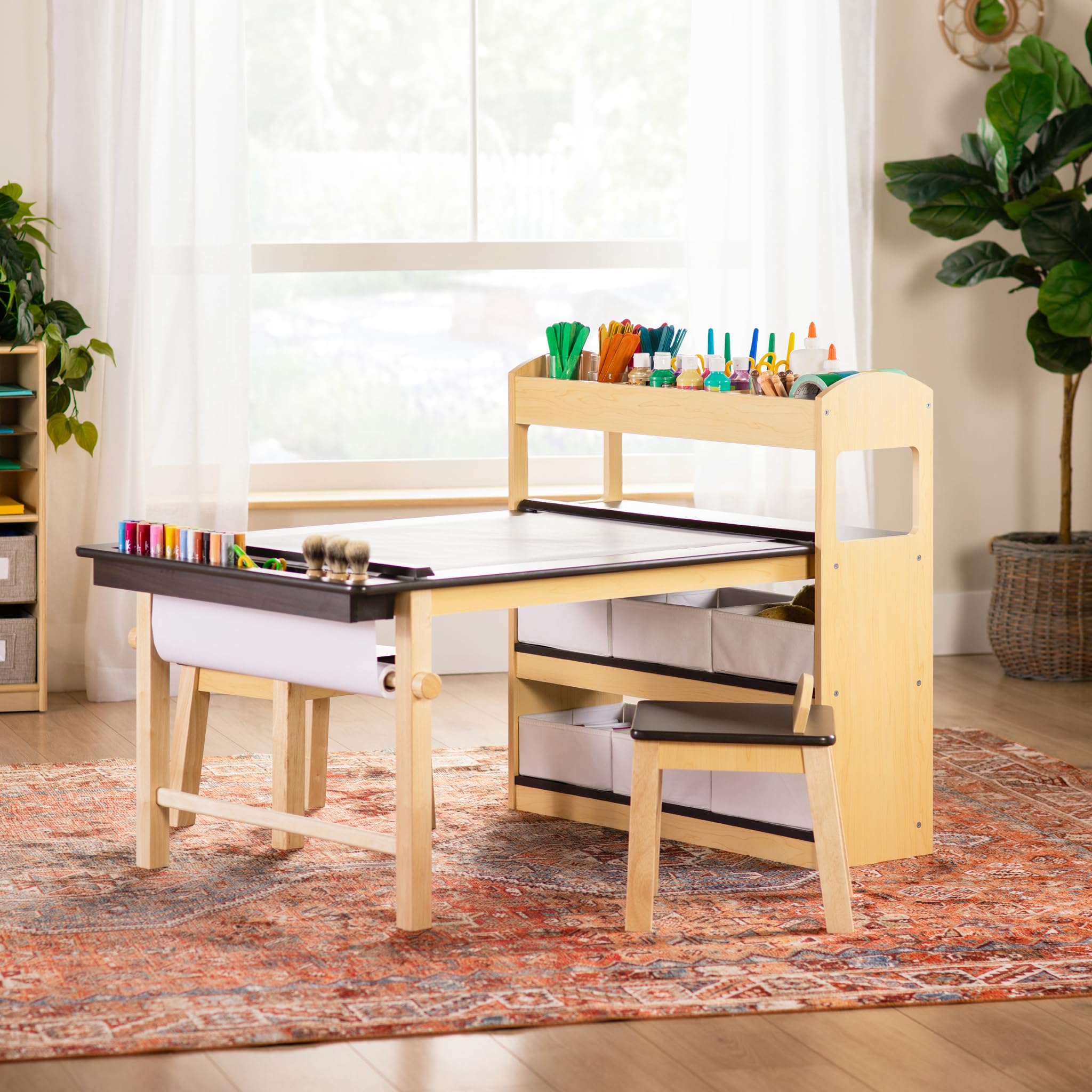 Kids Art Table and Chairs Set with Storage