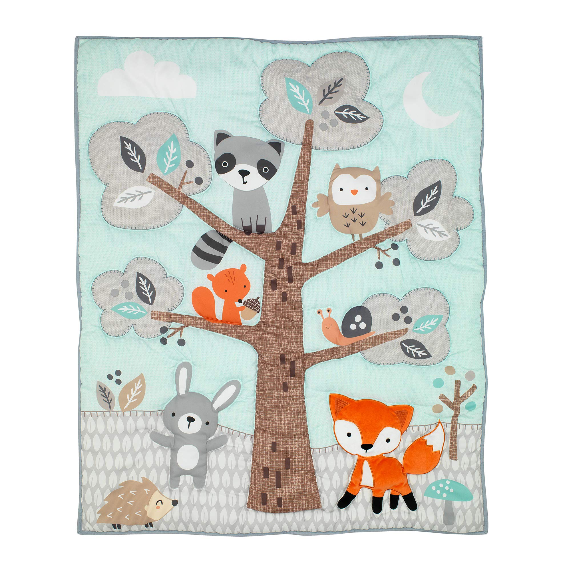 Woodland Friends 5-Piece Crib Bedding Set Mint Gray