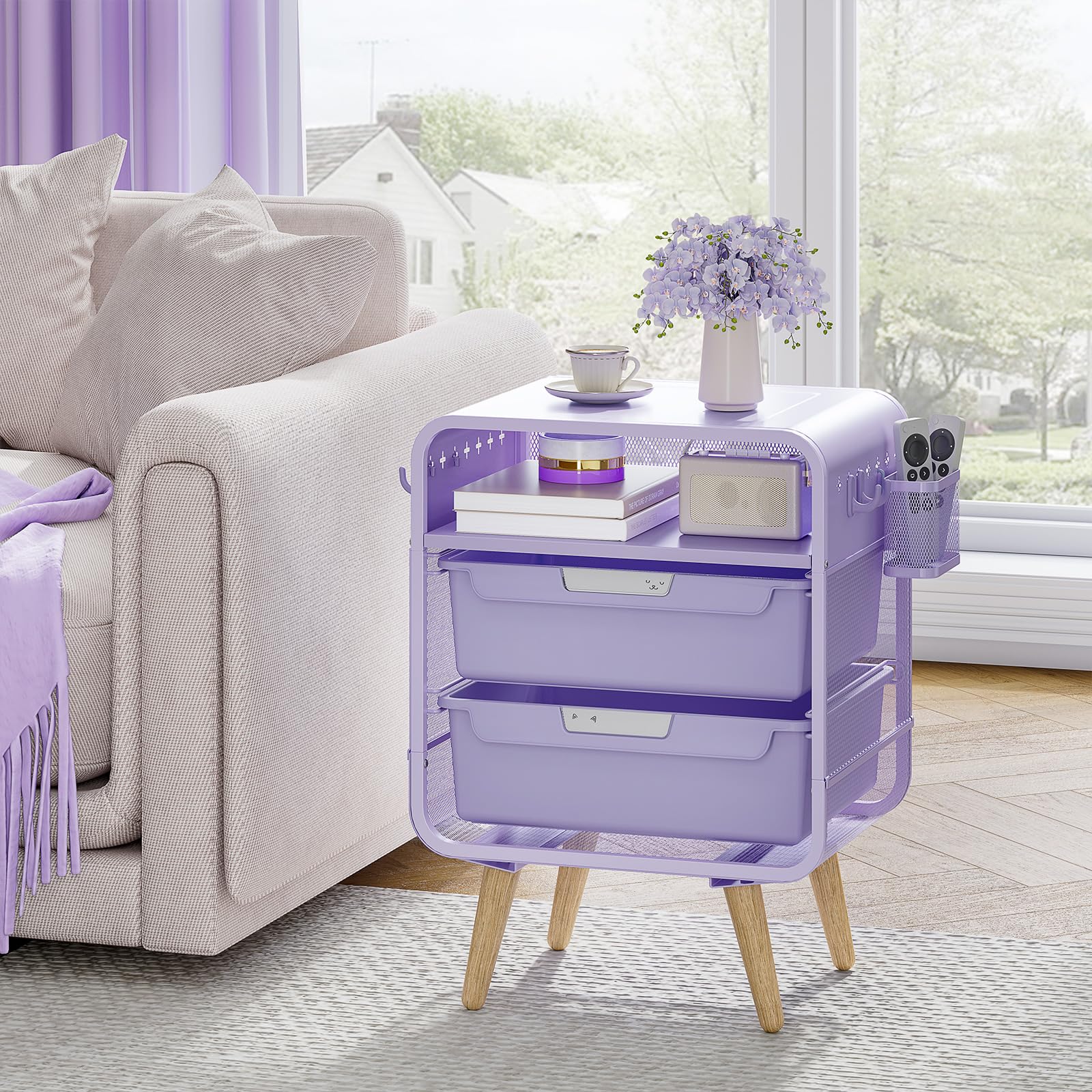 Kids Nightstand with Storage Drawers