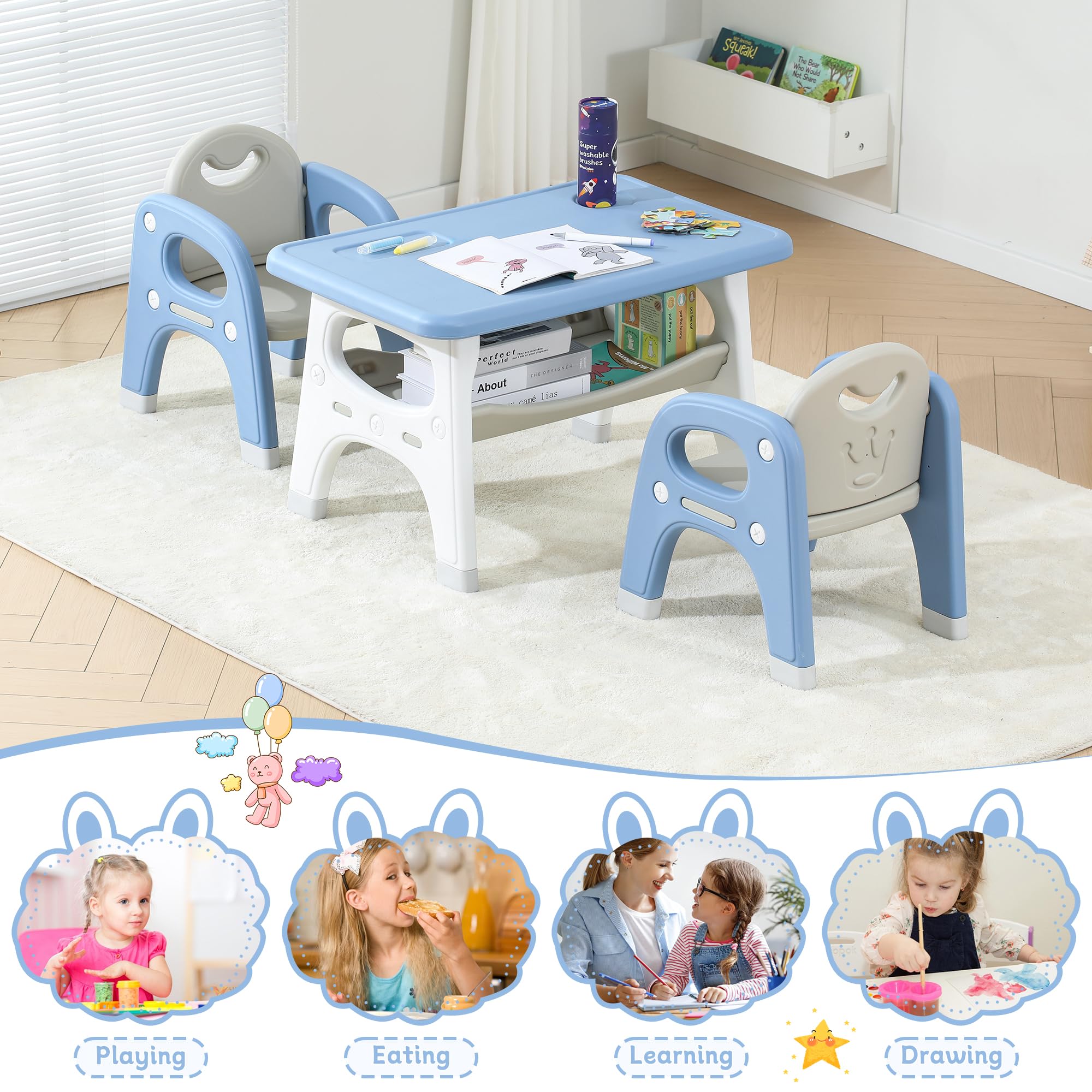Kids Table and Chair Set with Storage