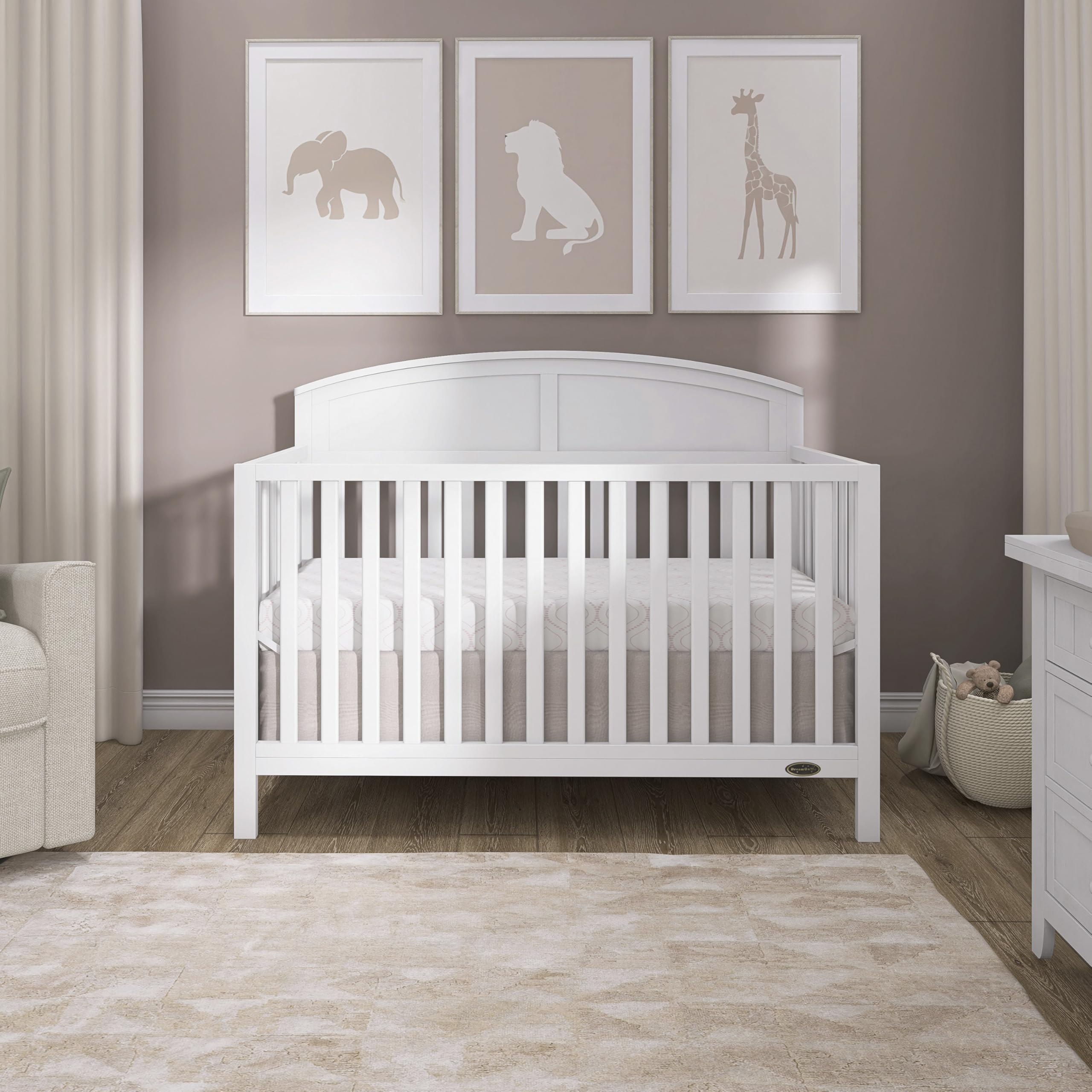 5-in-1 Convertible Baby Crib with Adjustable Mattress Heights