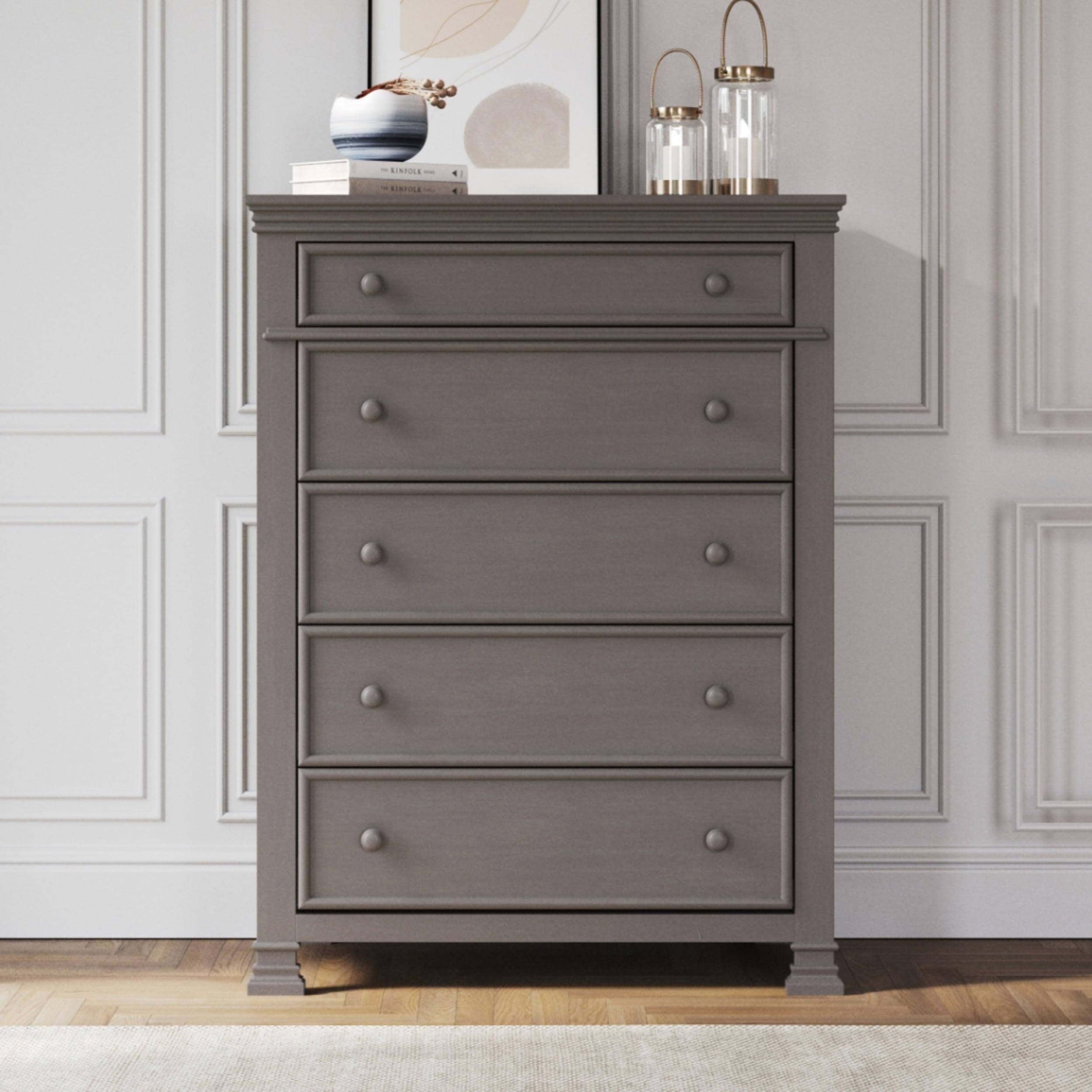 4-Piece Convertible Crib Nursery Furniture Set with Dresser Chest Nightstand