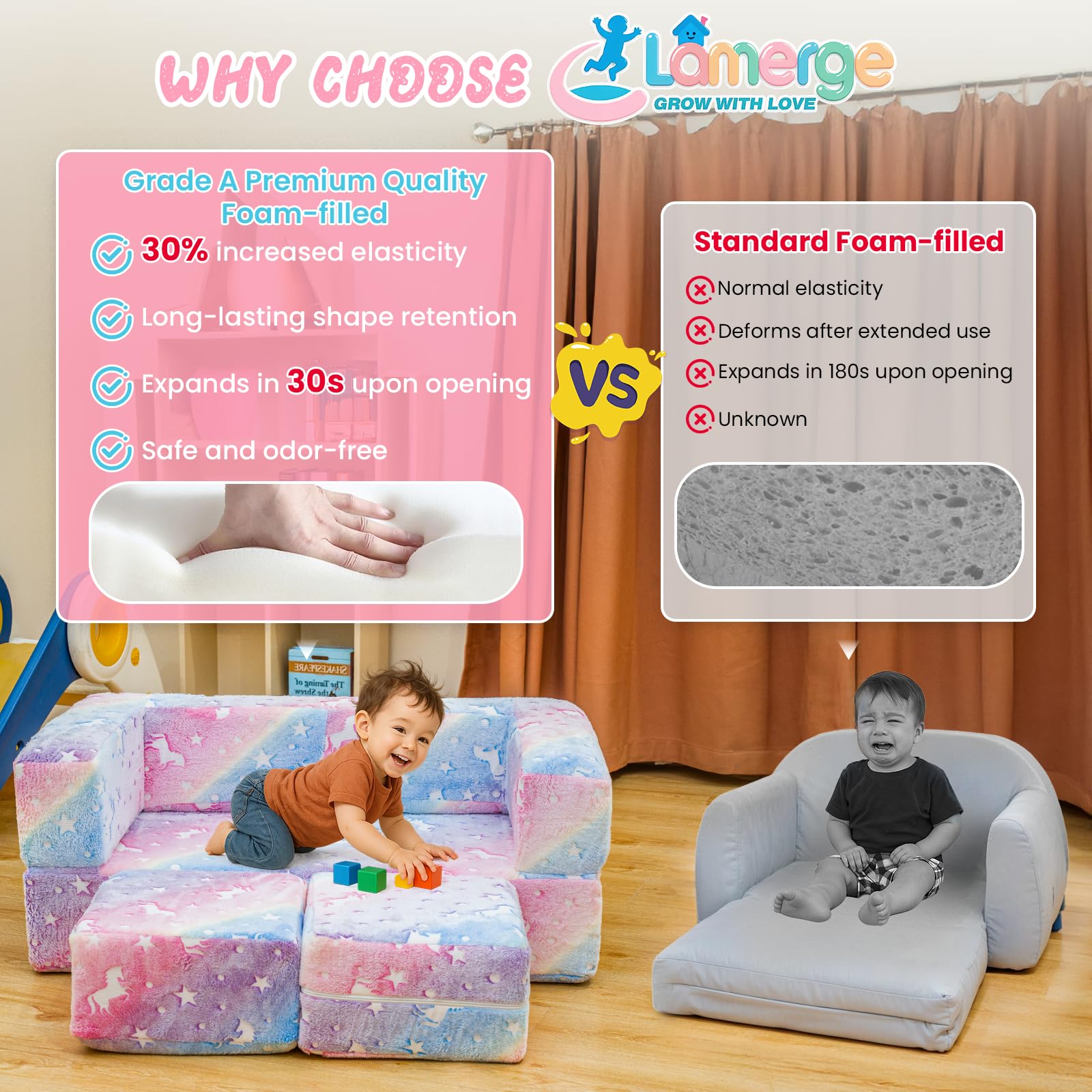 Glow in the Dark Toddler Foam Play Couch