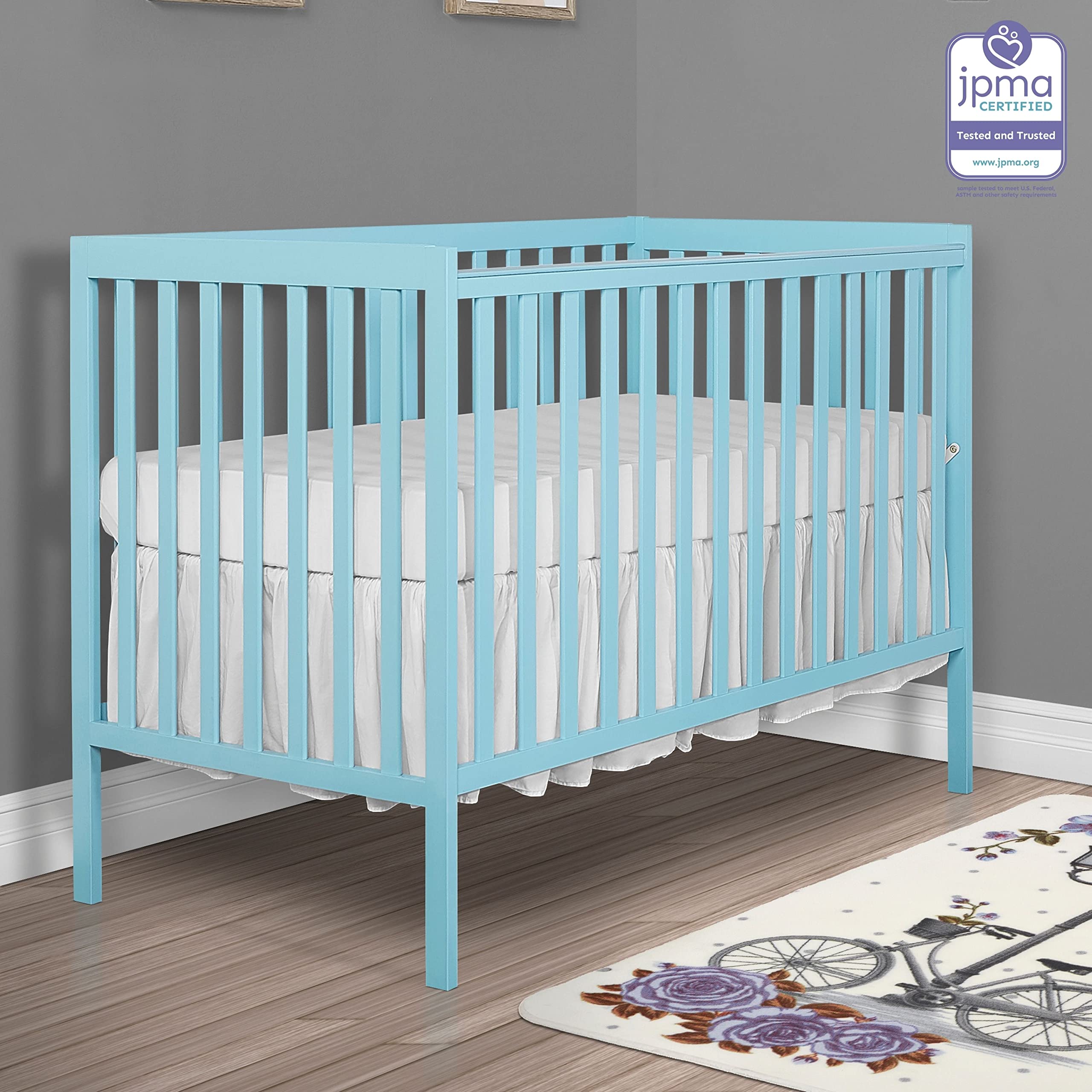 Me Synergy 5-In-1 Convertible Crib In Aqua Sky, Greenguard Gold Certified