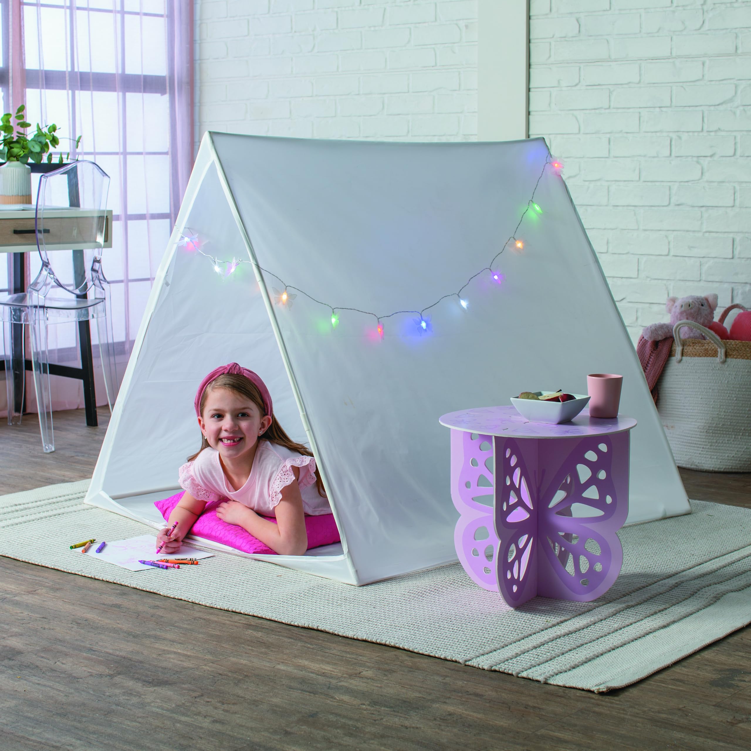Kids Indoor Slumber Party Tent - 45" x 40" White Nonwoven Fabric