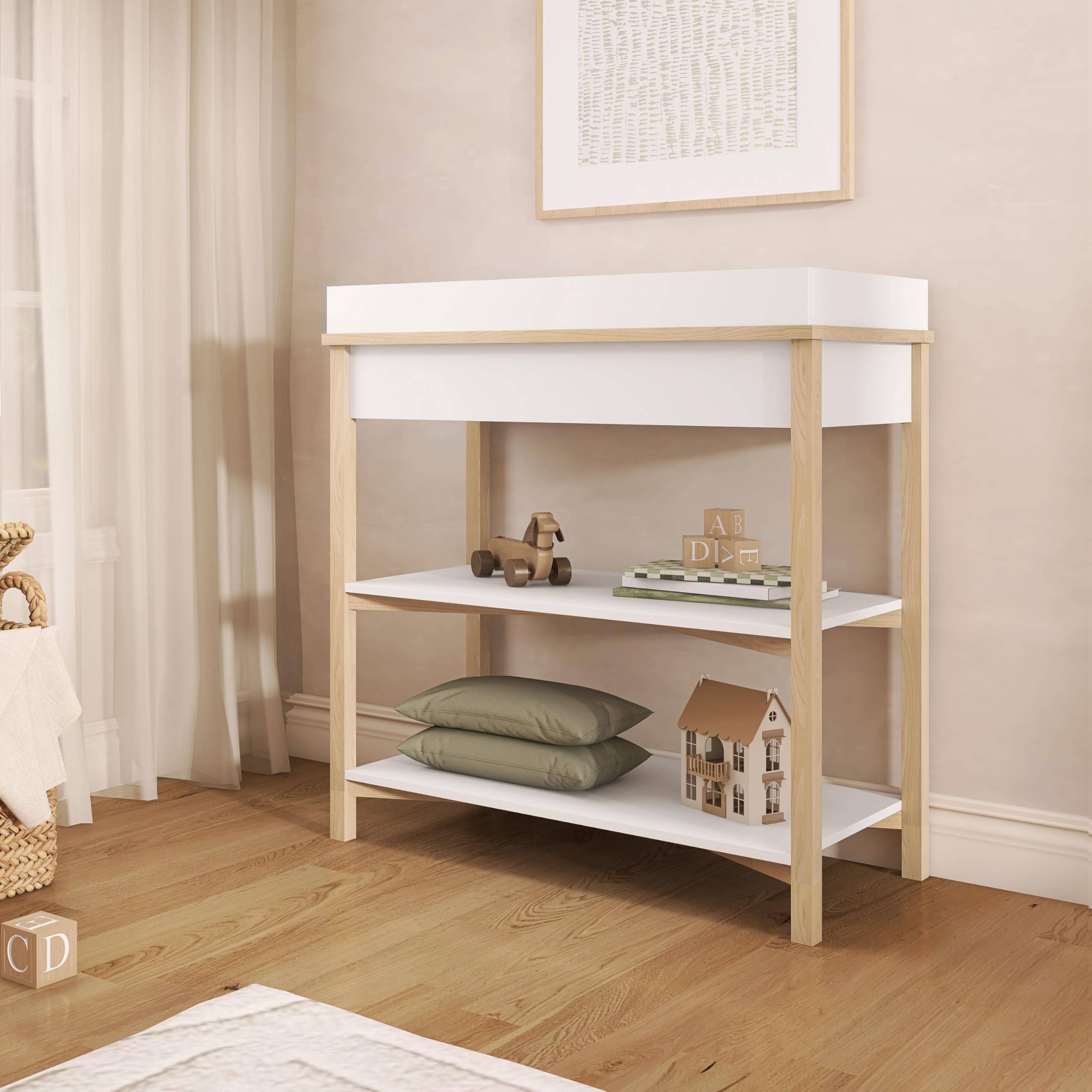 Baby Changing Table with Storage Drawer and Shelves