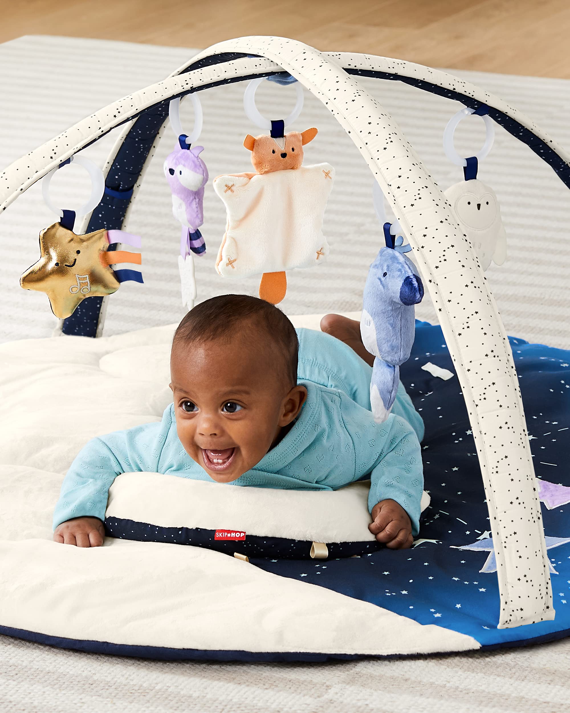 Tummy Time Mat, 3-in-1 Activity Baby Play Gym, Age 0+, Celestial Dreams, Grey
